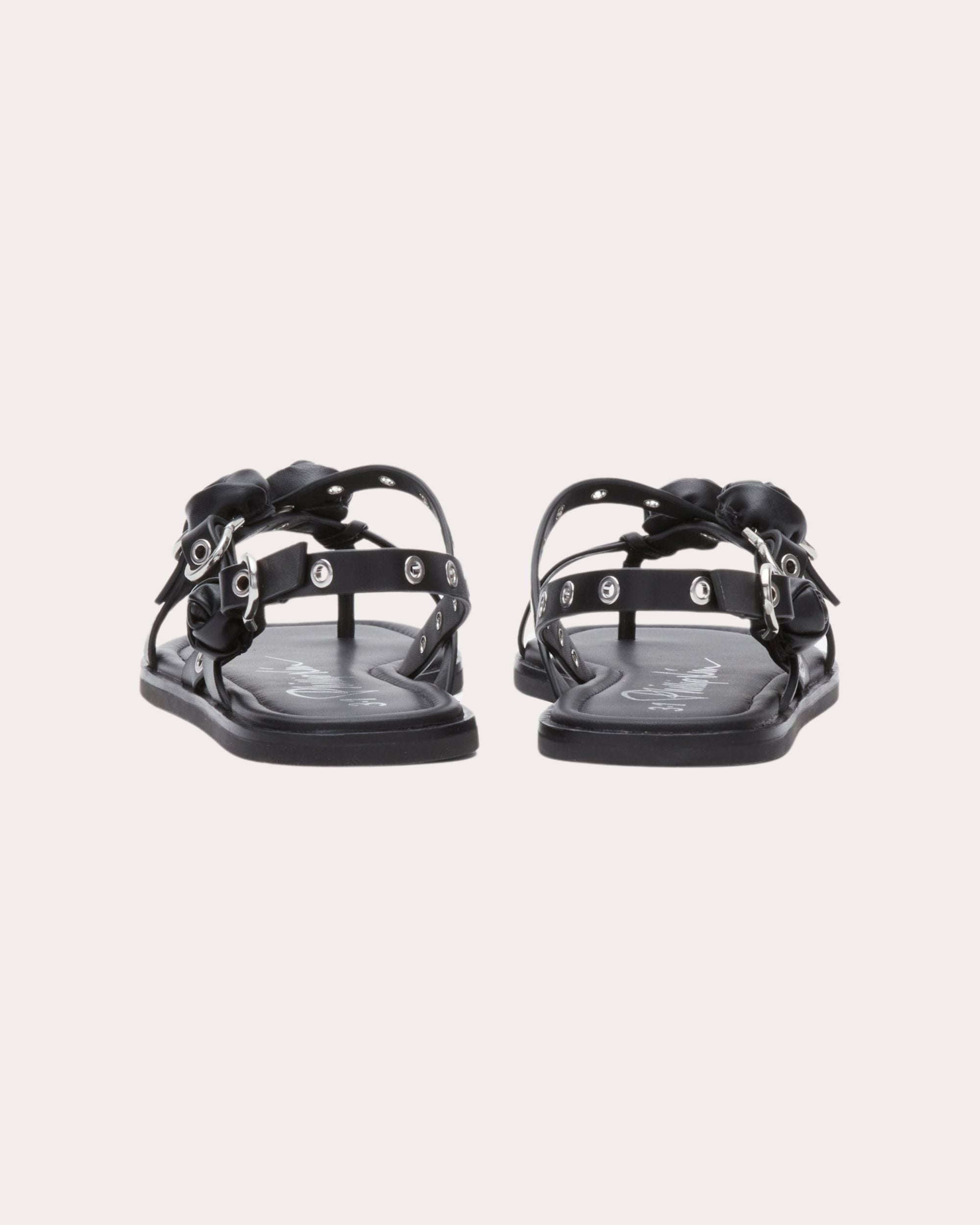 Rosette-Embellished Leather Sandal