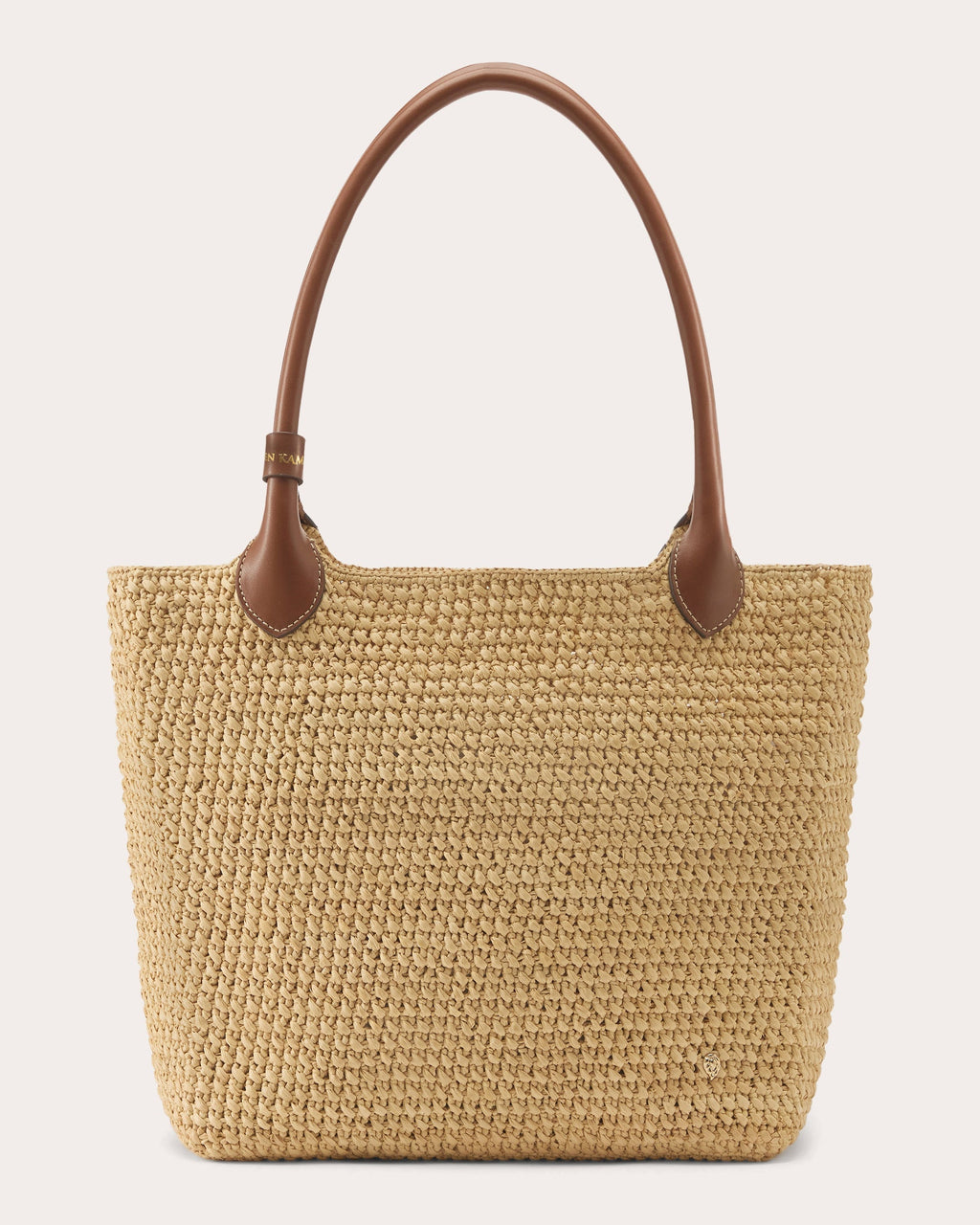 Ampara Leather Trimmed Crocheted Raffia Tote