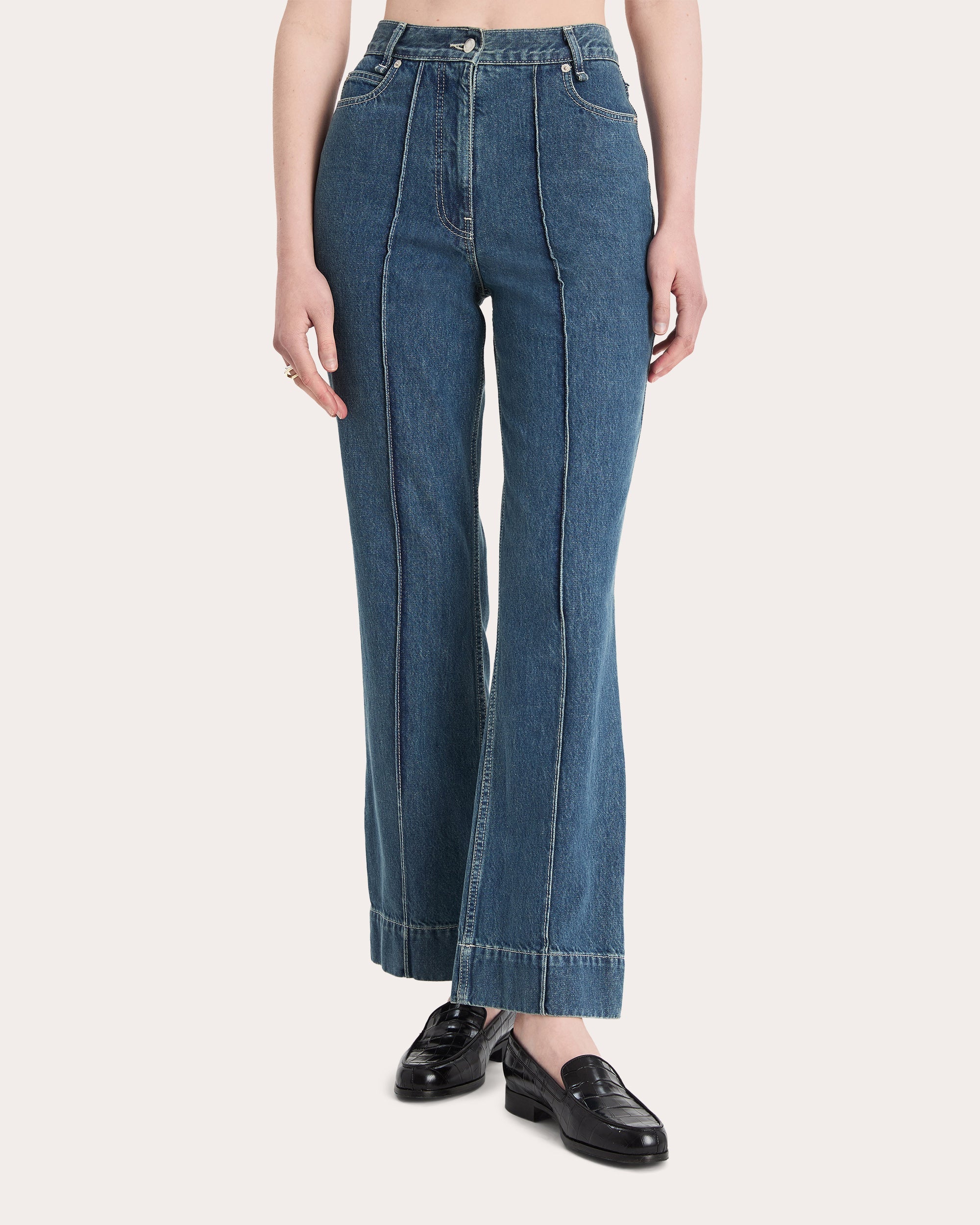Beacon Pintucked Straight-Leg Denim Jeans