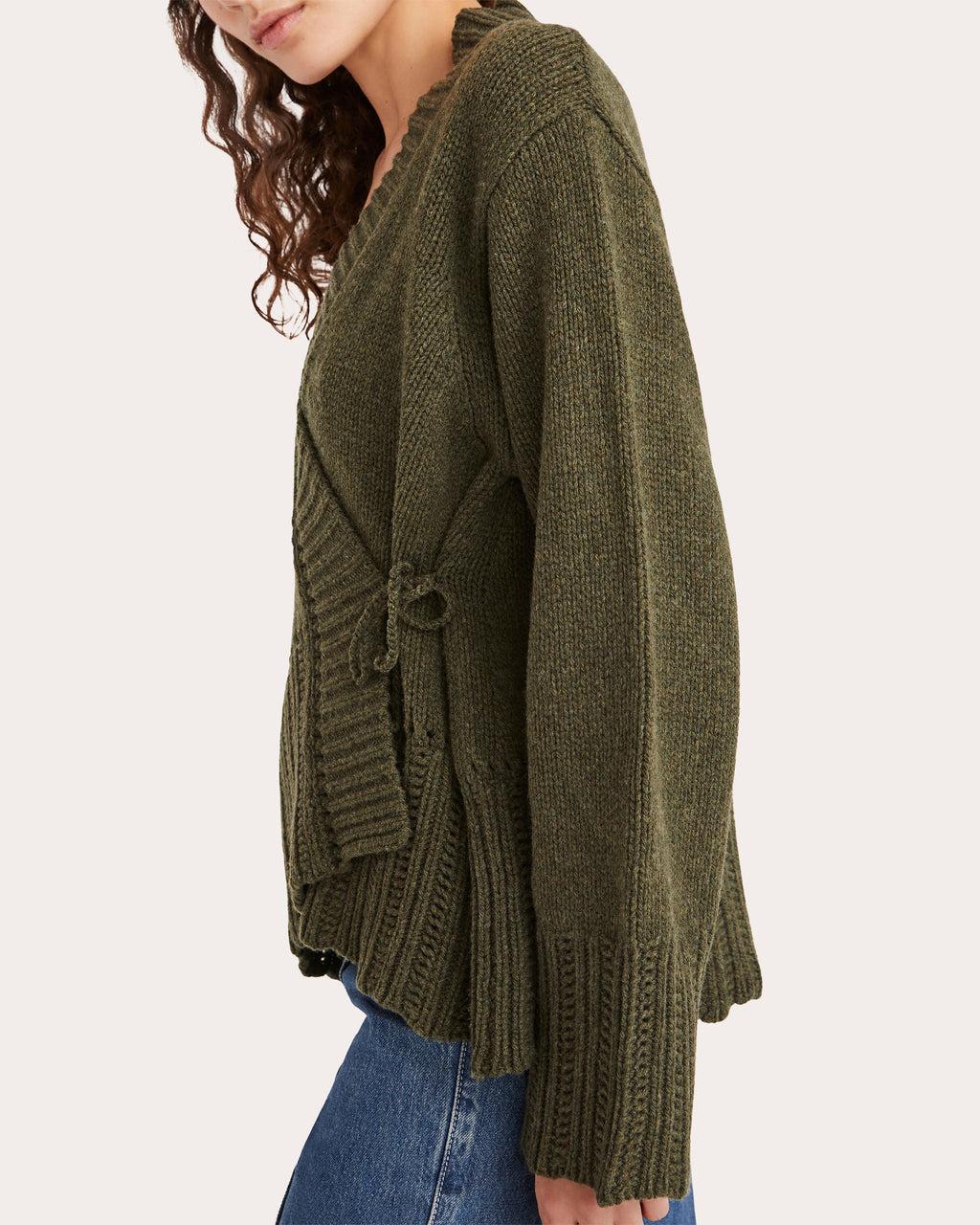 Nexilis Pointelle-Trimmed Wool-Blend Wrap Cardigan