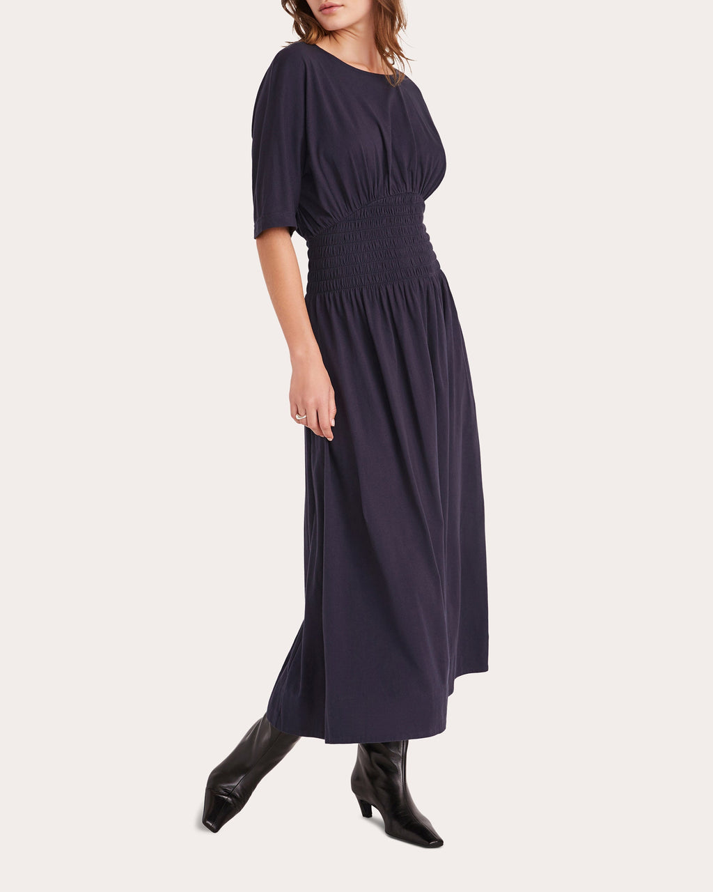 Gallen Smocked Cotton-Jersey Midi Dress
