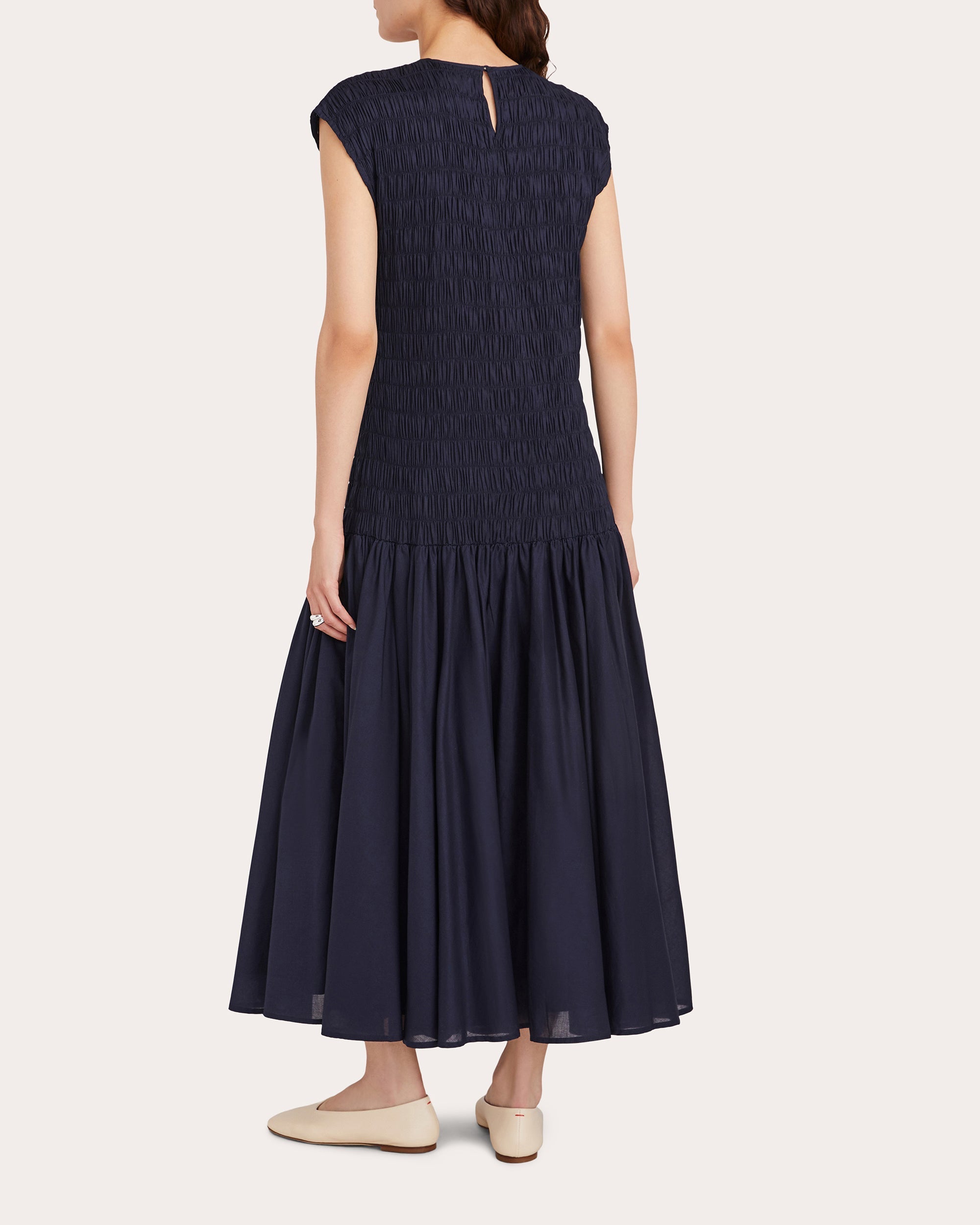 Stijl Smocked Voile Drop-Waist Midi Dress