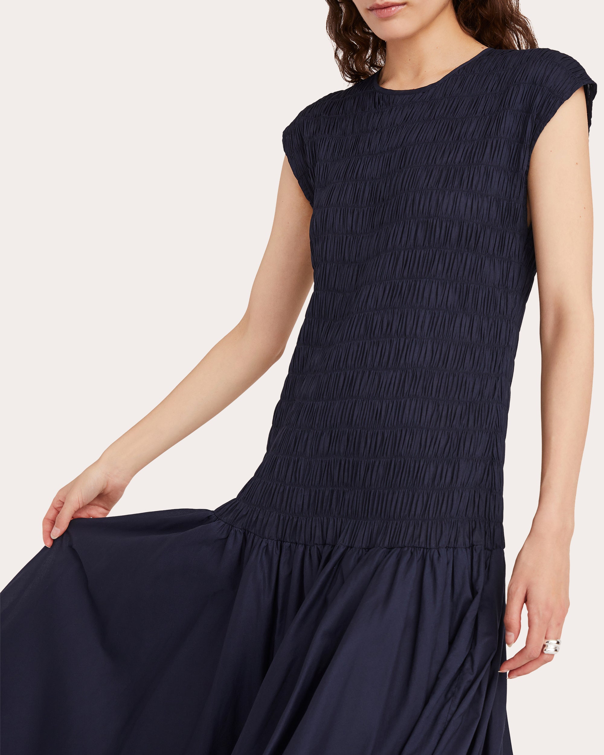 Stijl Smocked Voile Drop-Waist Midi Dress
