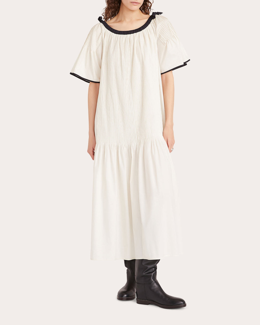 Elna Pintucked Cotton-Poplin Midi Dress