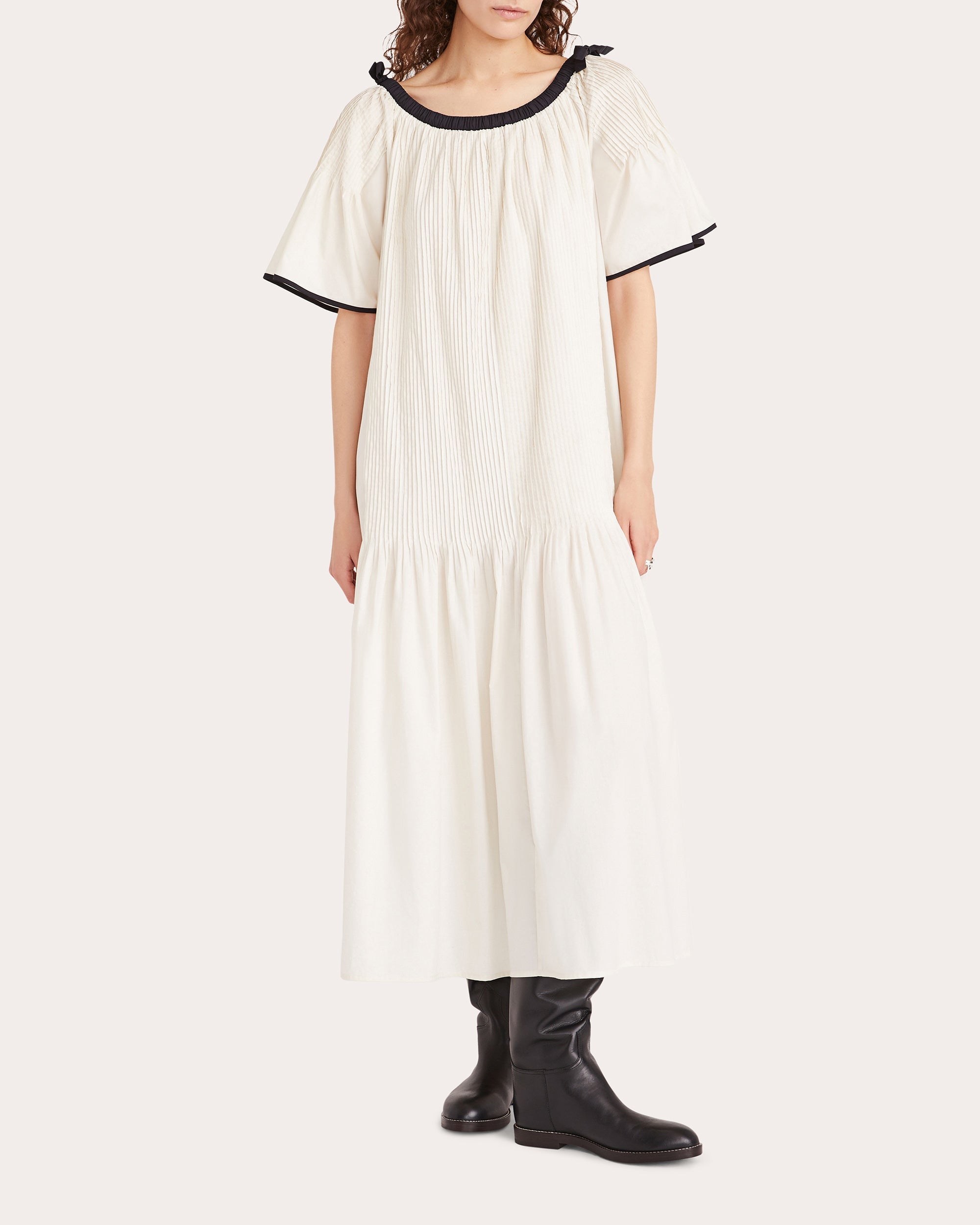 Elna Pintucked Cotton-Poplin Midi Dress