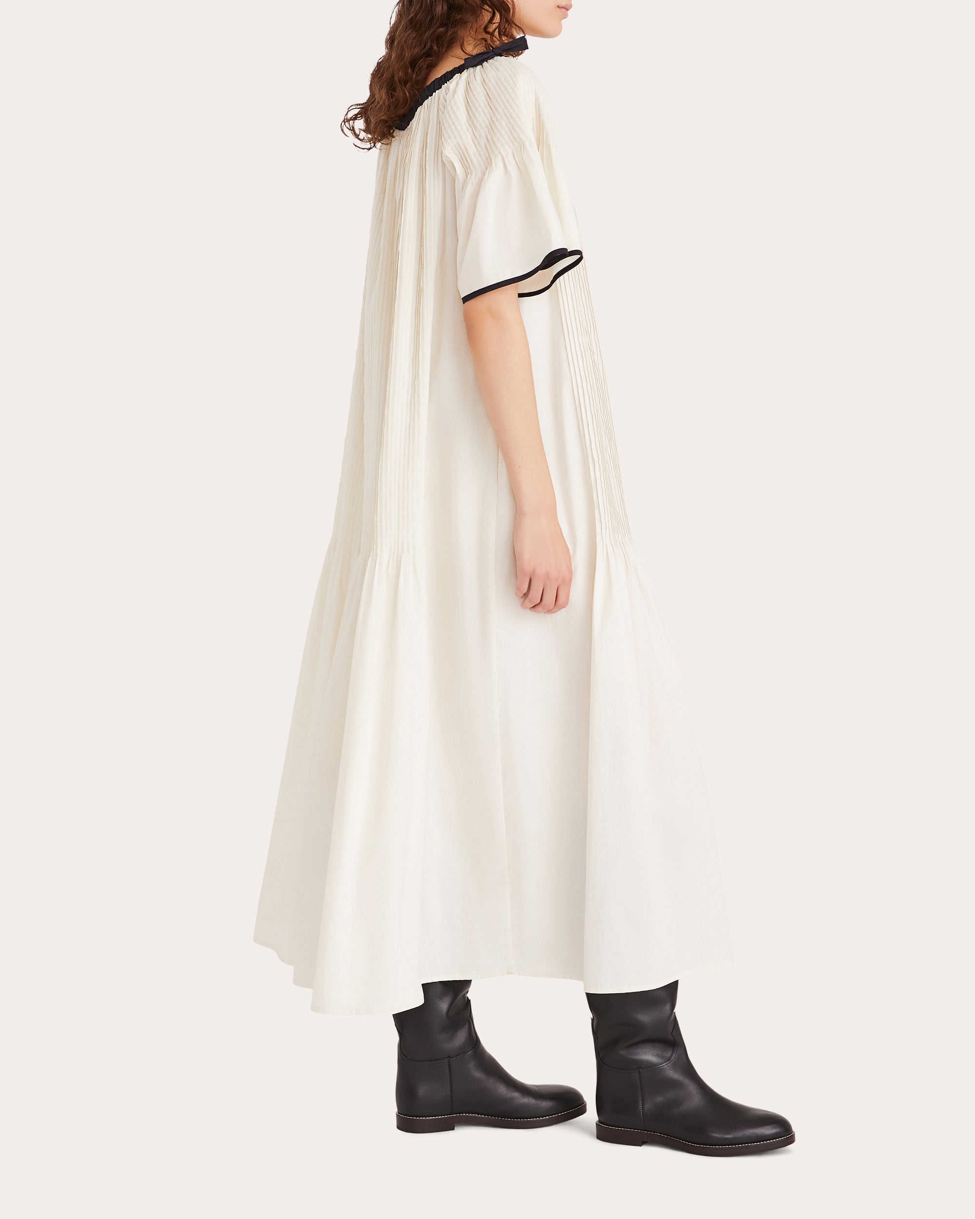Elna Pintucked Cotton-Poplin Midi Dress