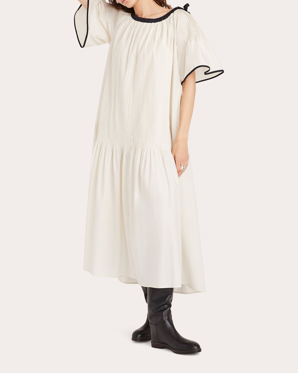 Elna Pintucked Cotton-Poplin Midi Dress
