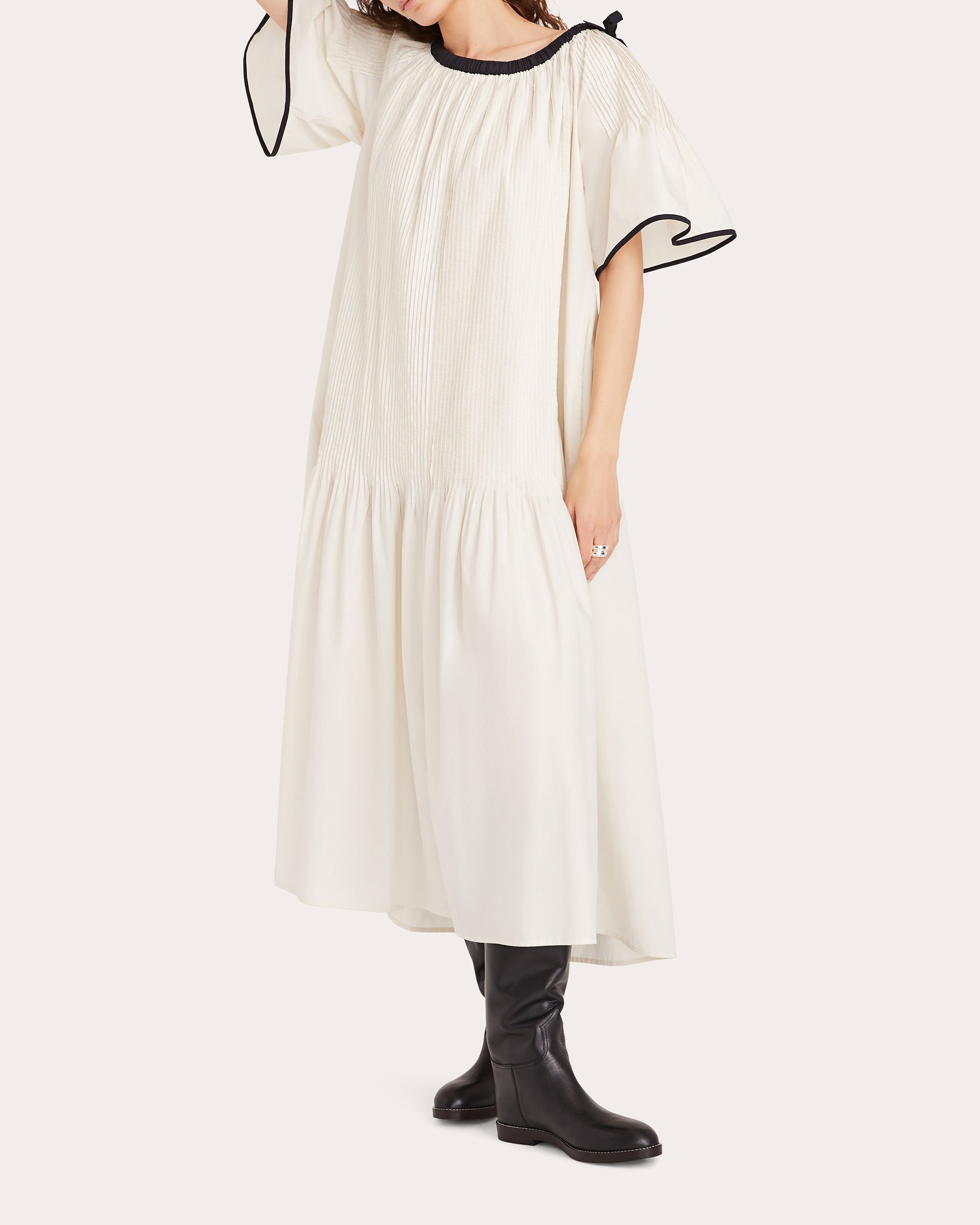 Elna Pintucked Cotton-Poplin Midi Dress