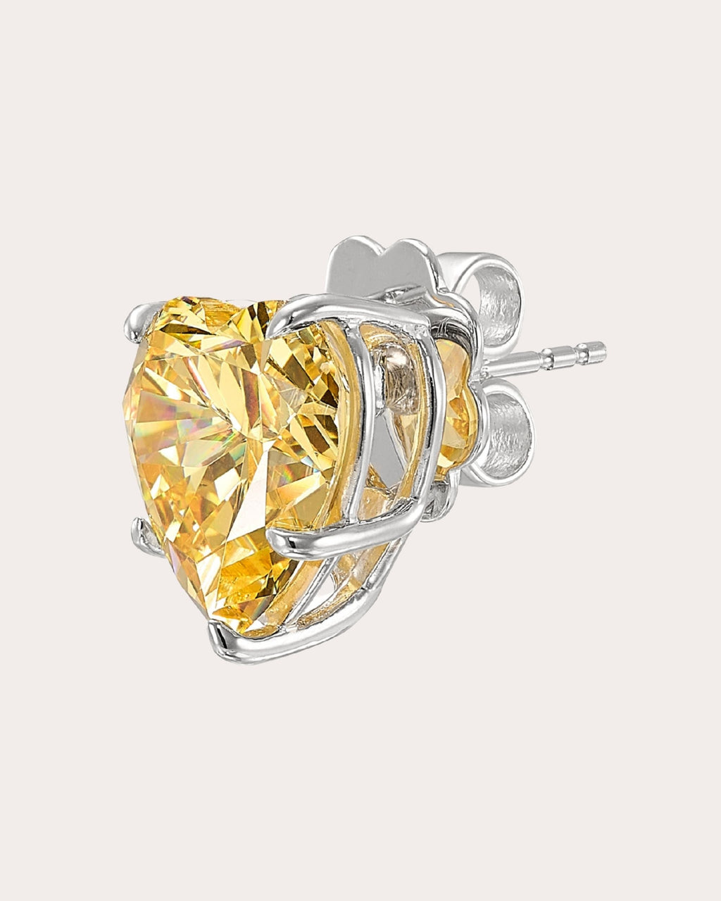 Heart 18K Gold and Rhodium Vermeil Lab-Grown Diamond Stud Earrings