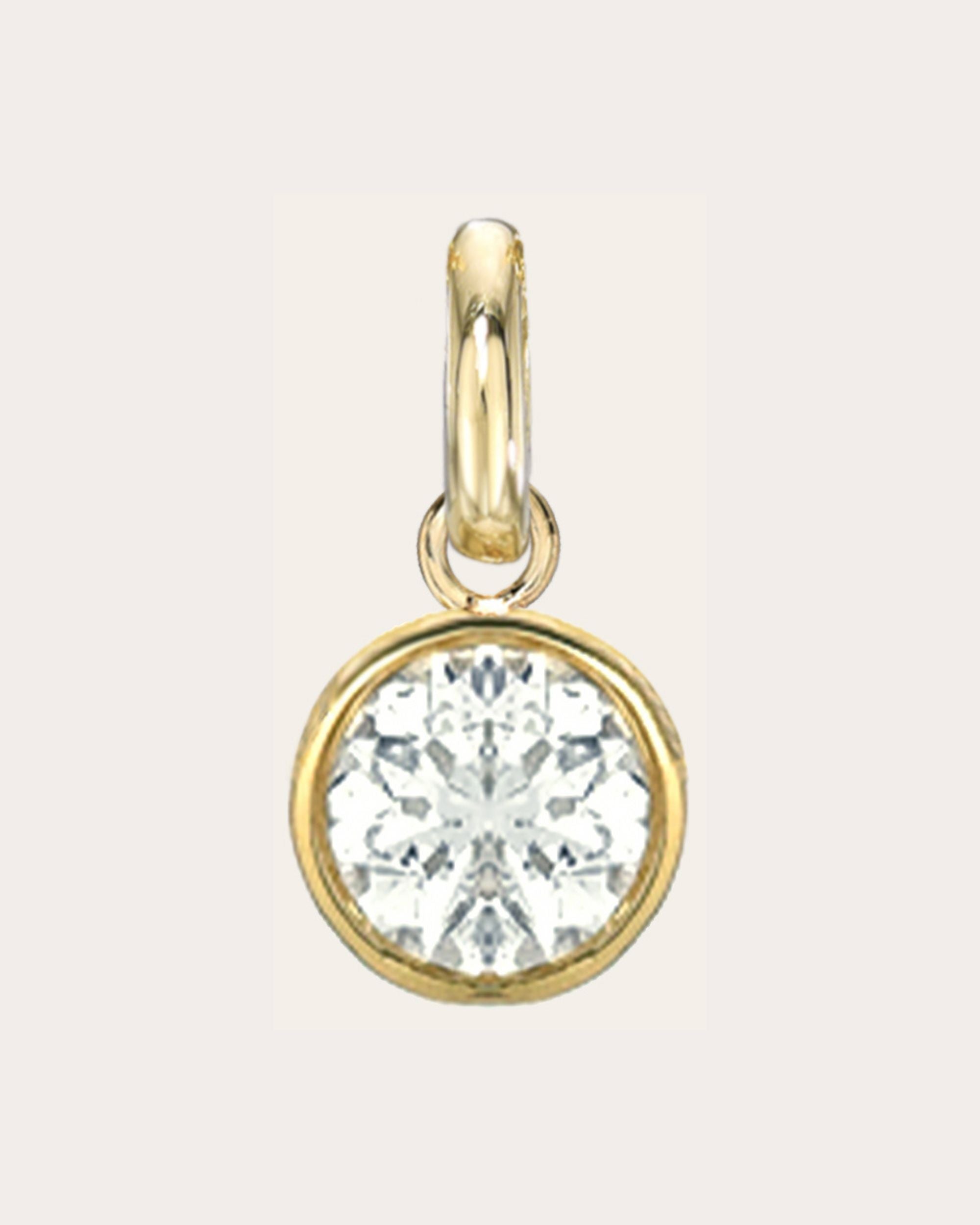 Large 14K Gold Diamond Bezel Pendant