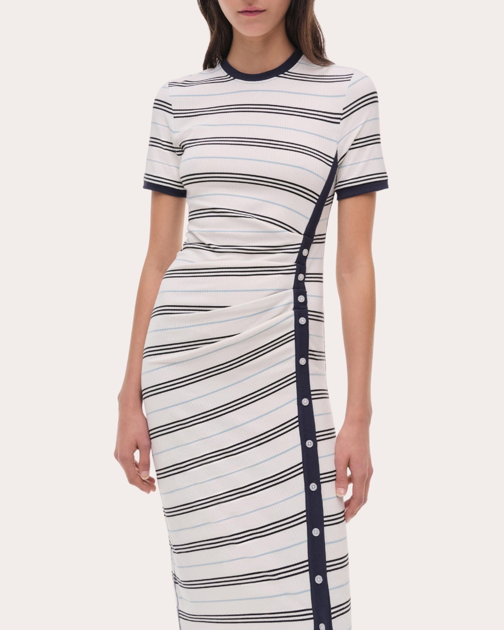 Shanna Stripe Knit Ruched Midi Dress