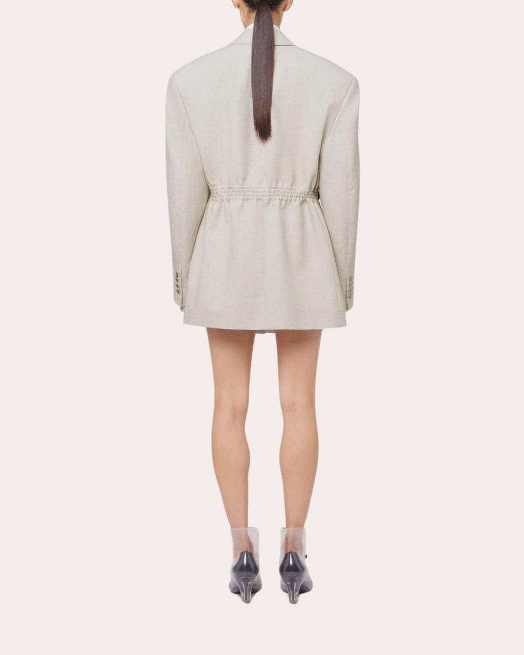 Gathered Wool and Cotton Blend Blazer
