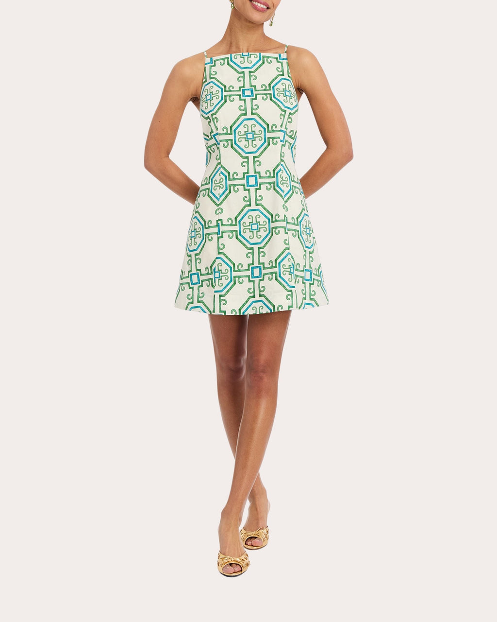 Havana Geometric Stretch-Cotton Sleeveless Mini Dress