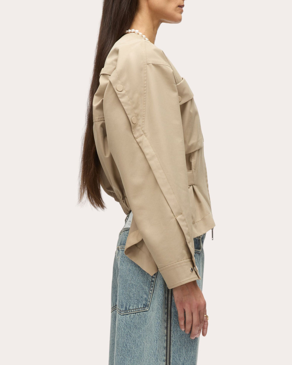 Gathered Techno Cotton-Blend Cargo Jacket