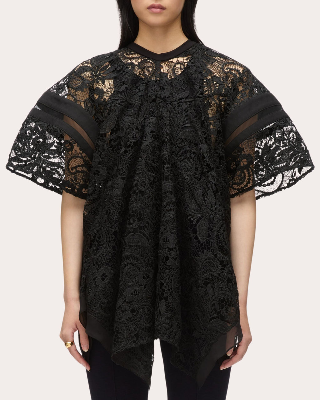 Asymmetric Paneled Lace Top