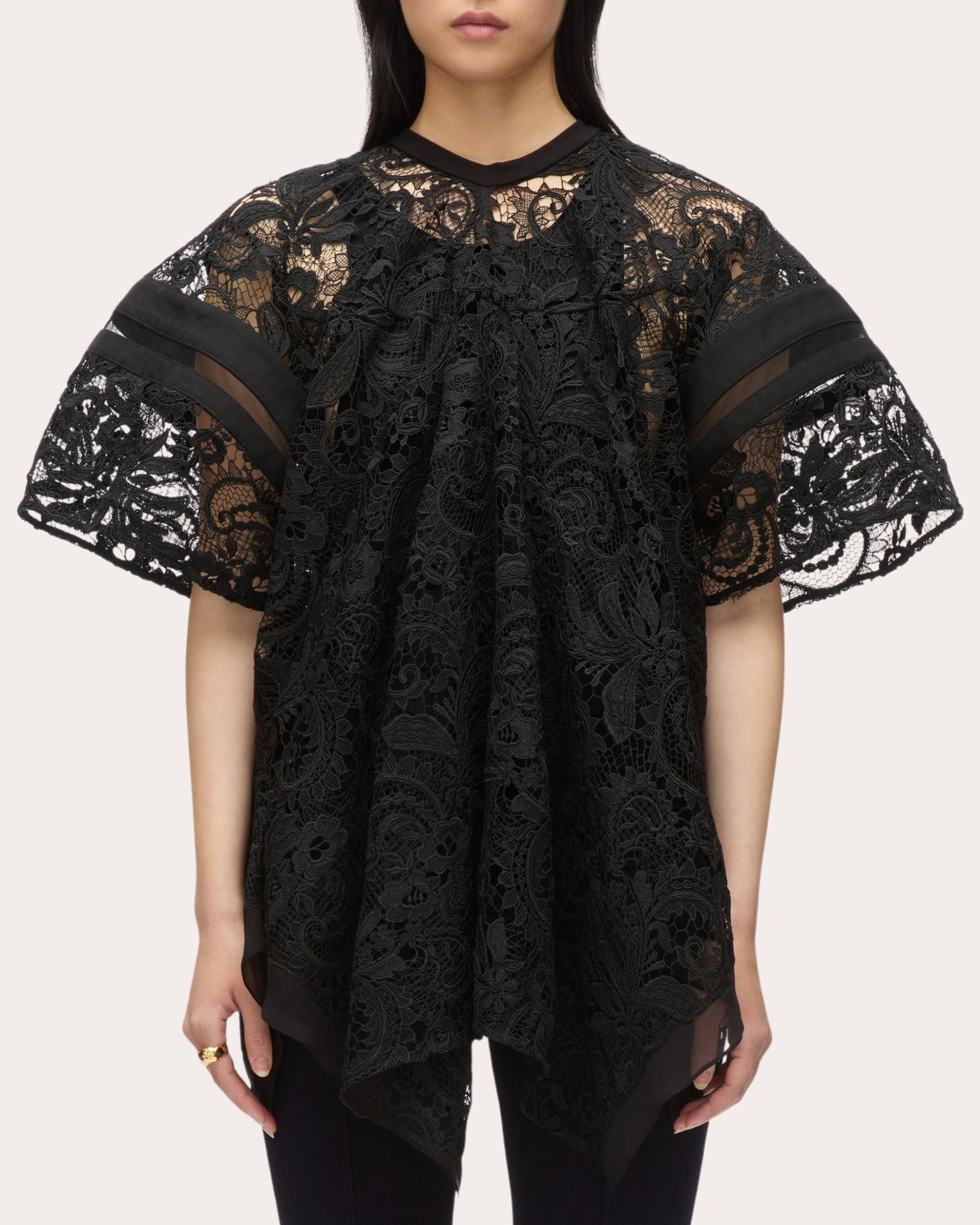 Asymmetric Paneled Lace Top