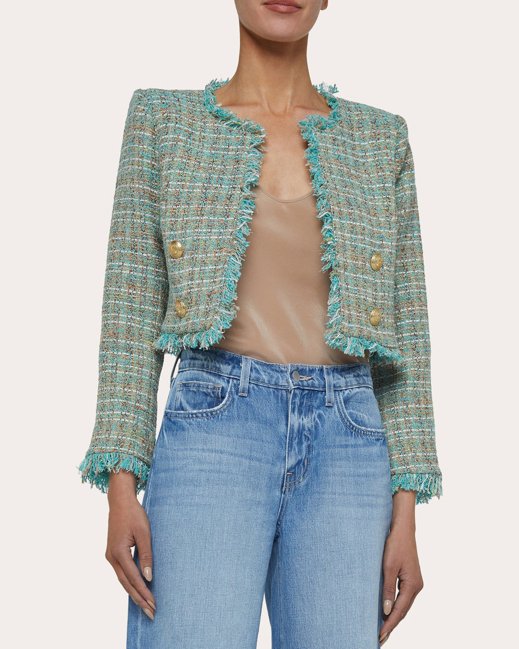 Clydie Collarless Cropped Blazer