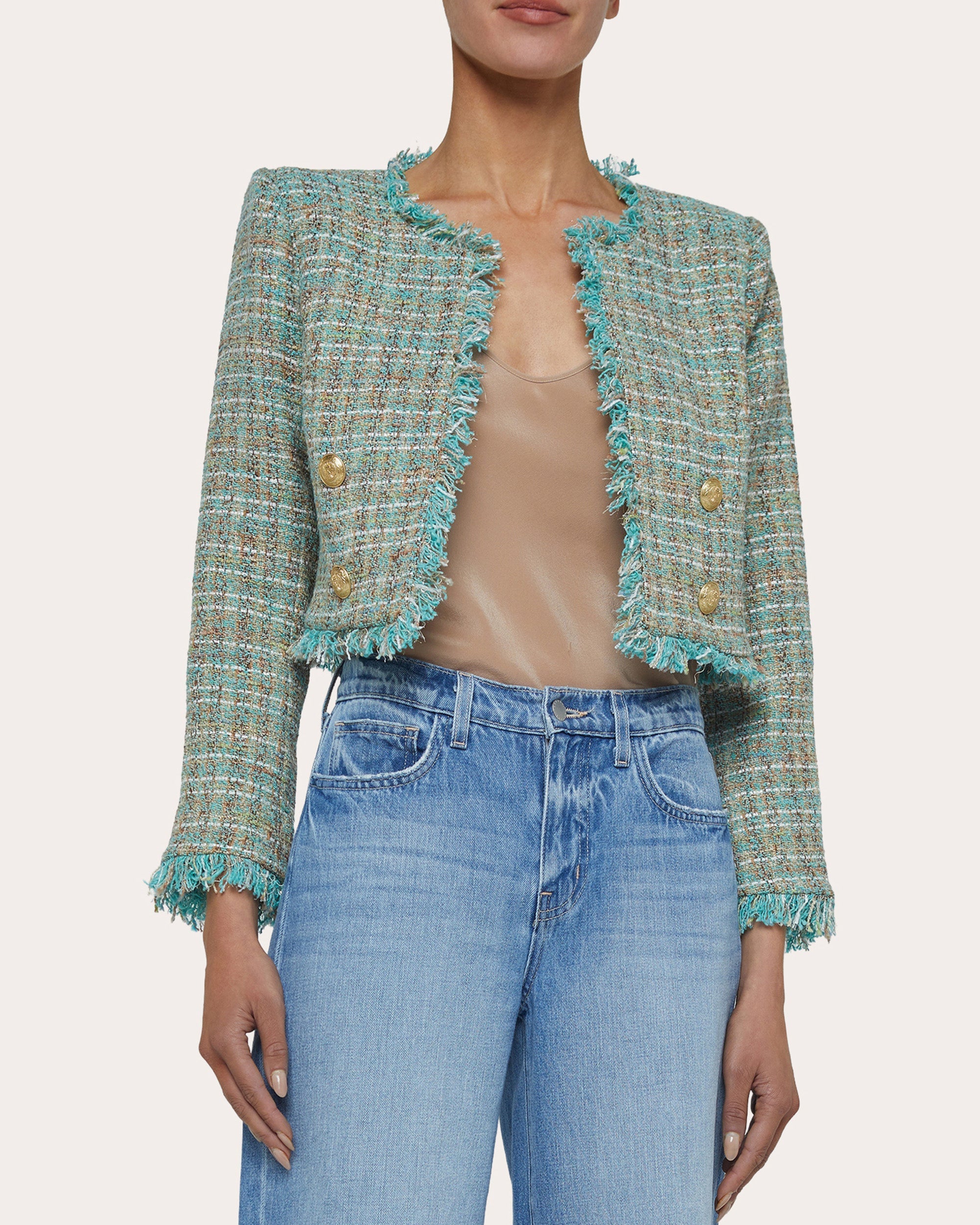 Clydie Collarless Cropped Blazer