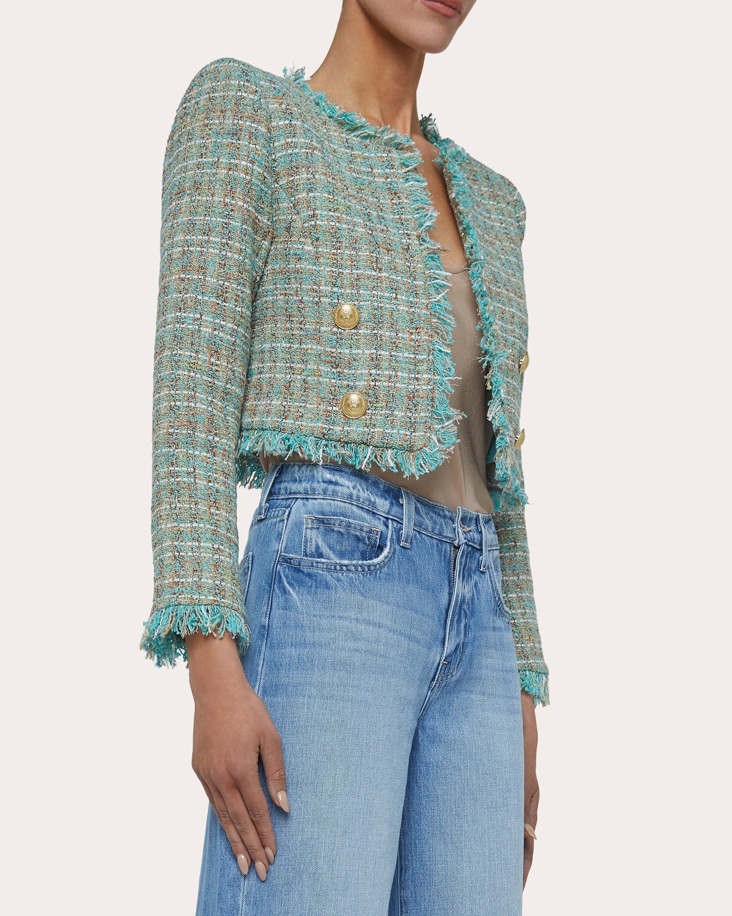 Clydie Collarless Cropped Blazer