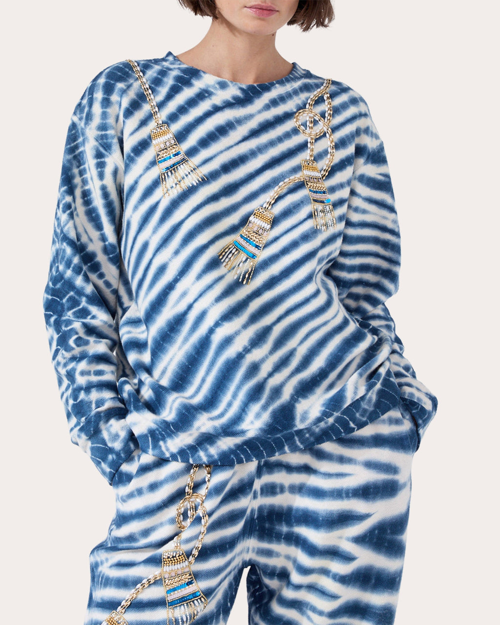 Janis Embellished Printed Cotton Sweatshirt