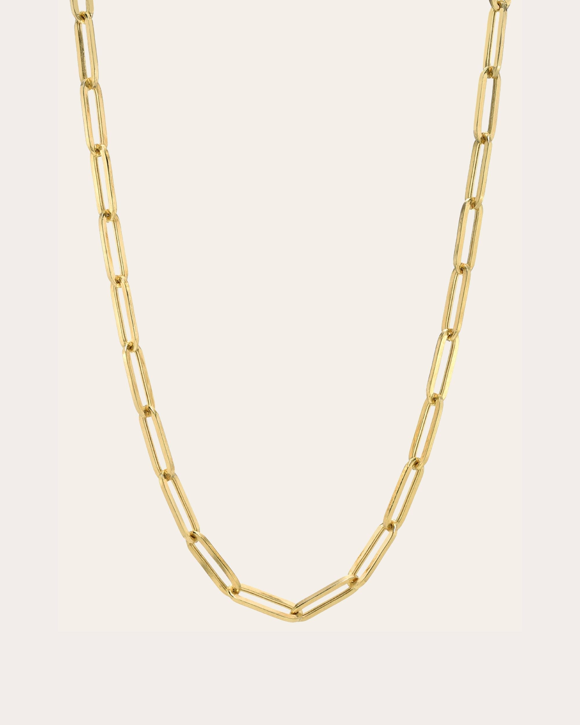 Large 14K Gold Paperclip Chain Necklace