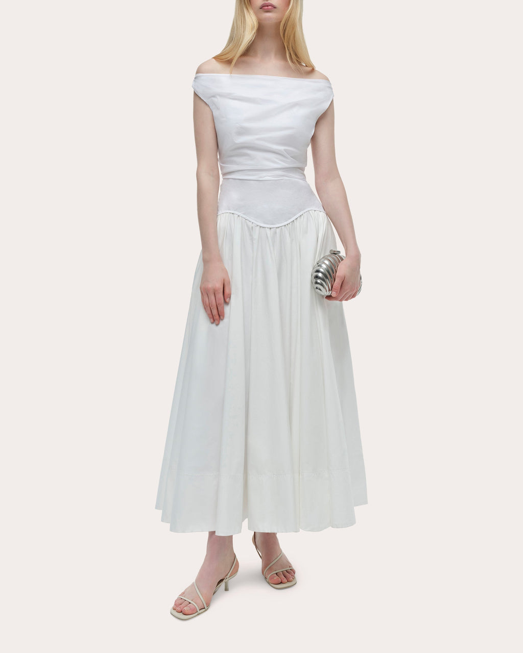 Cersei Poplin Off-Shoulder Midi Dress