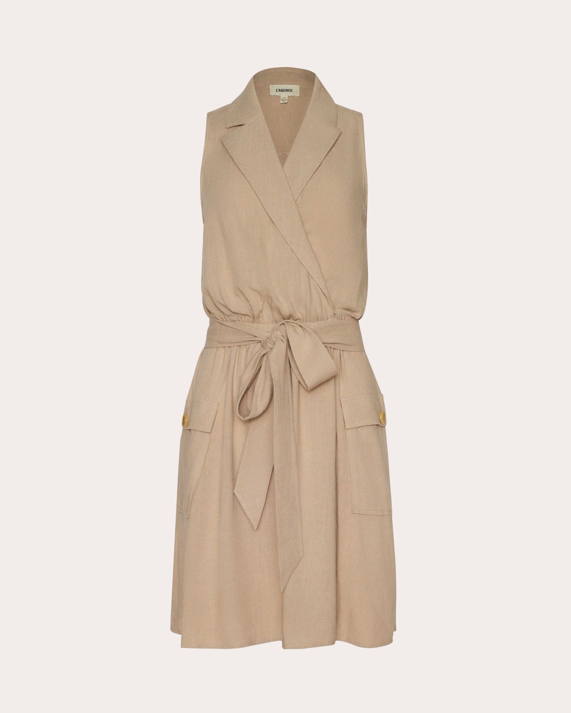Cosima Belted Linen-Blend Wrap Dress