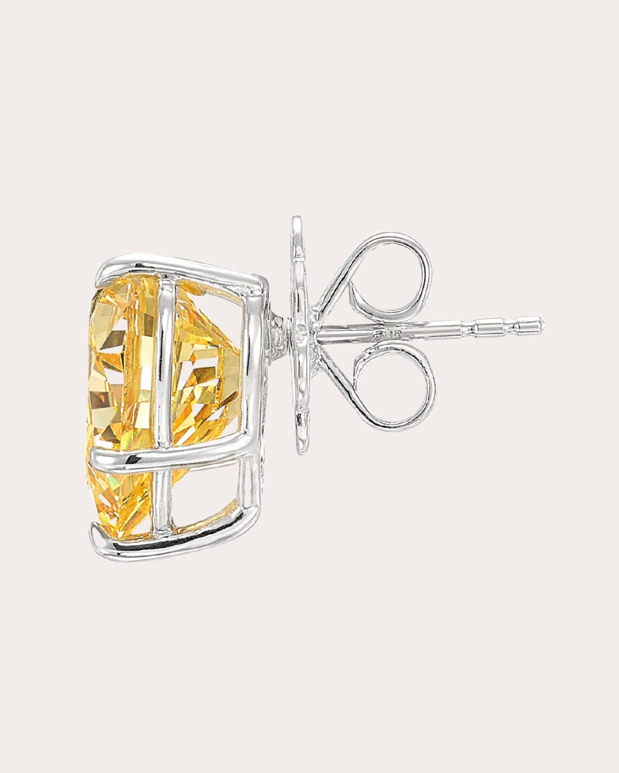 Heart 18K Gold and Rhodium Vermeil Lab-Grown Diamond Stud Earrings