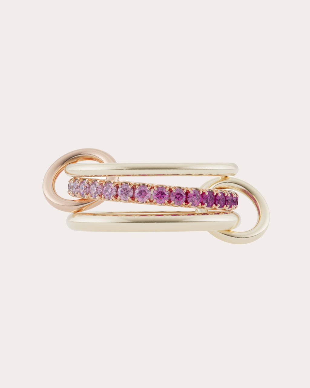 Petunia 18K Two-Tone Gold Ombré Pink Sapphire Linked Rings