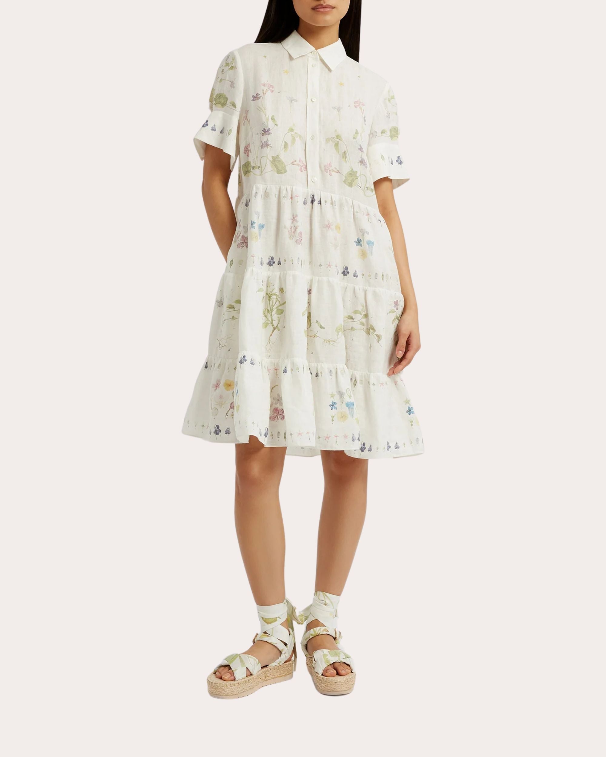 Floral Print Linen Mini Dress