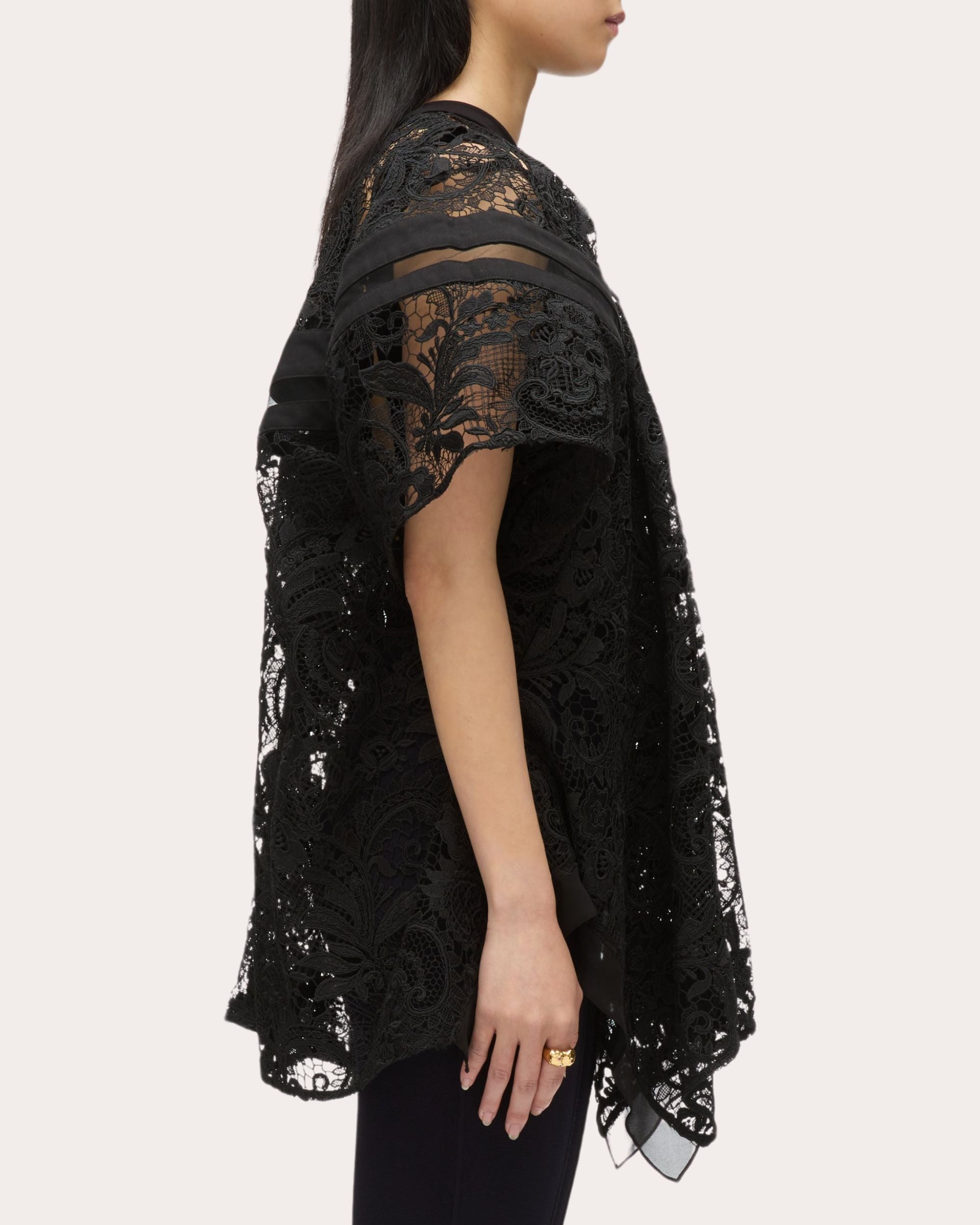Asymmetric Paneled Lace Top