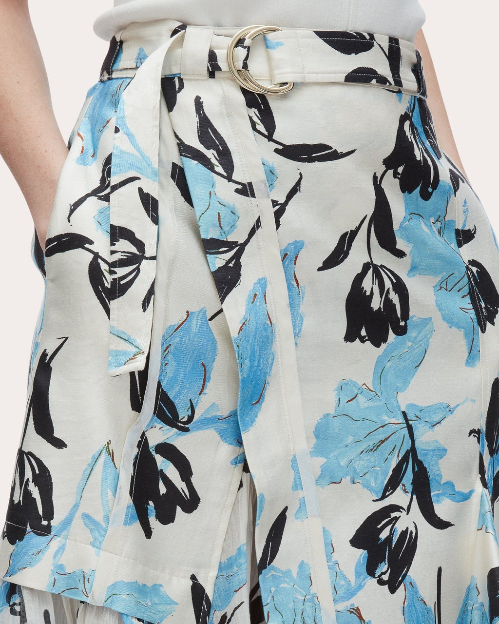 Belted Floral-Print Silk-Cotton Blend Wrap Skirt