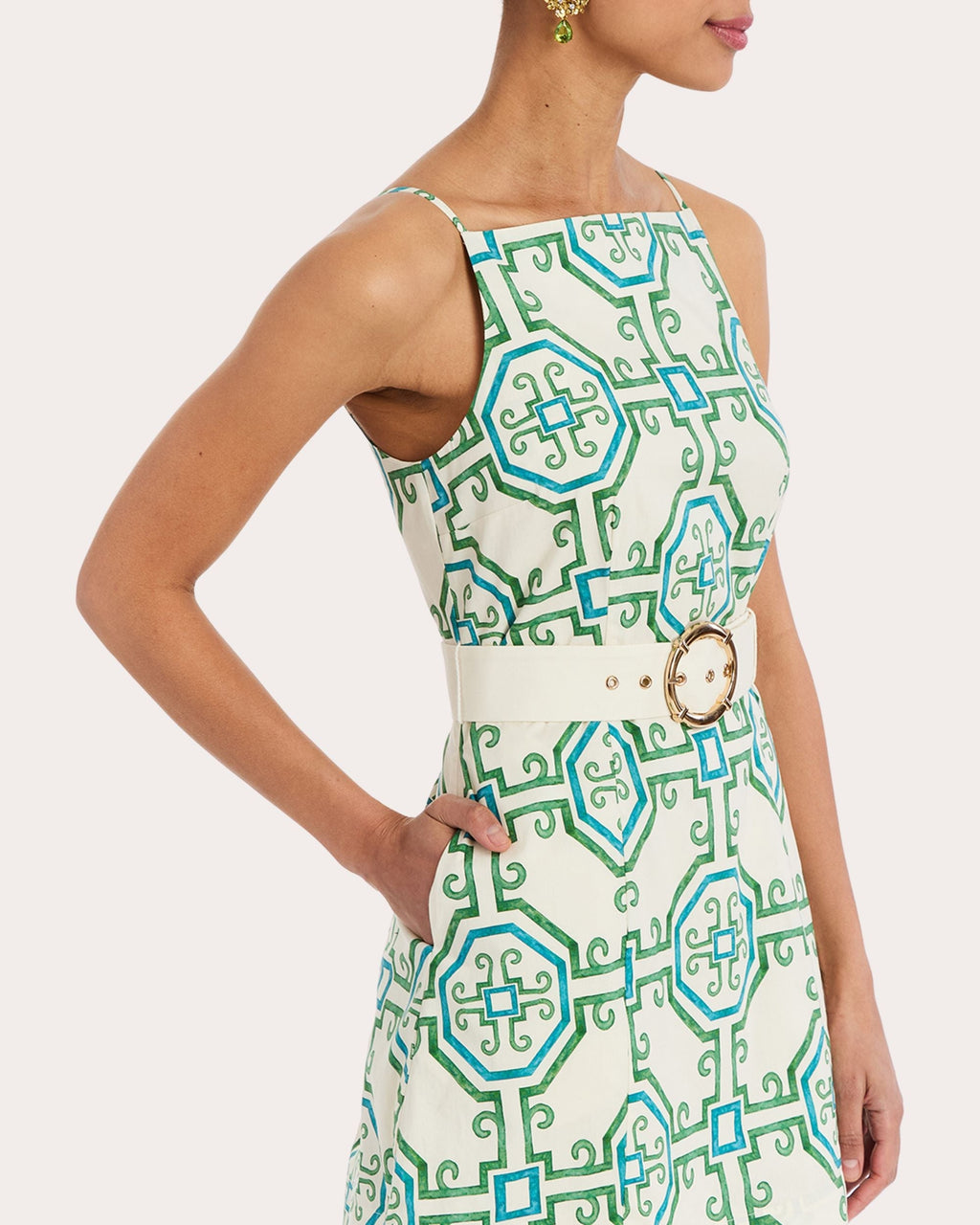 Havana Geometric Stretch-Cotton Sleeveless Mini Dress