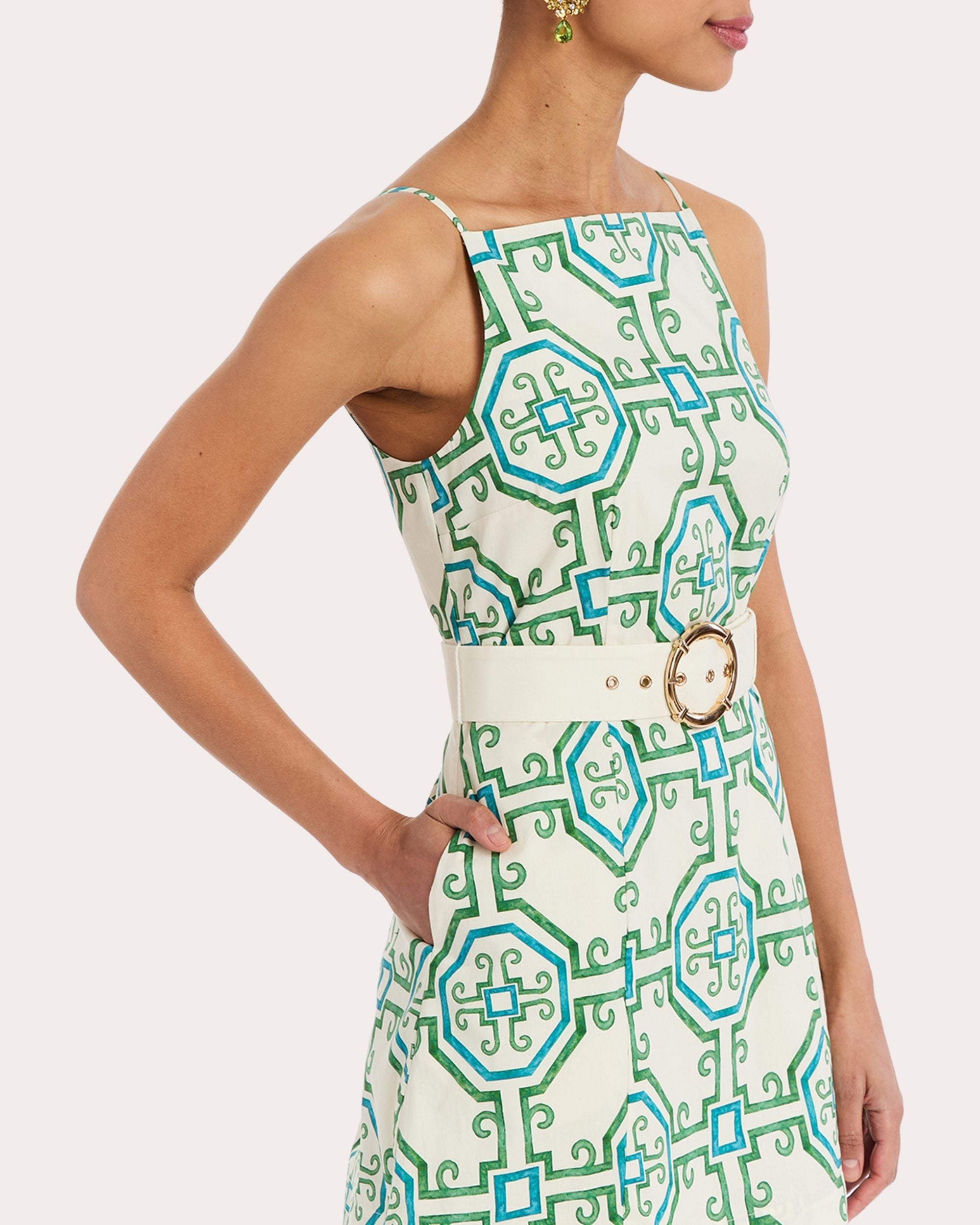 Havana Geometric Stretch-Cotton Sleeveless Mini Dress