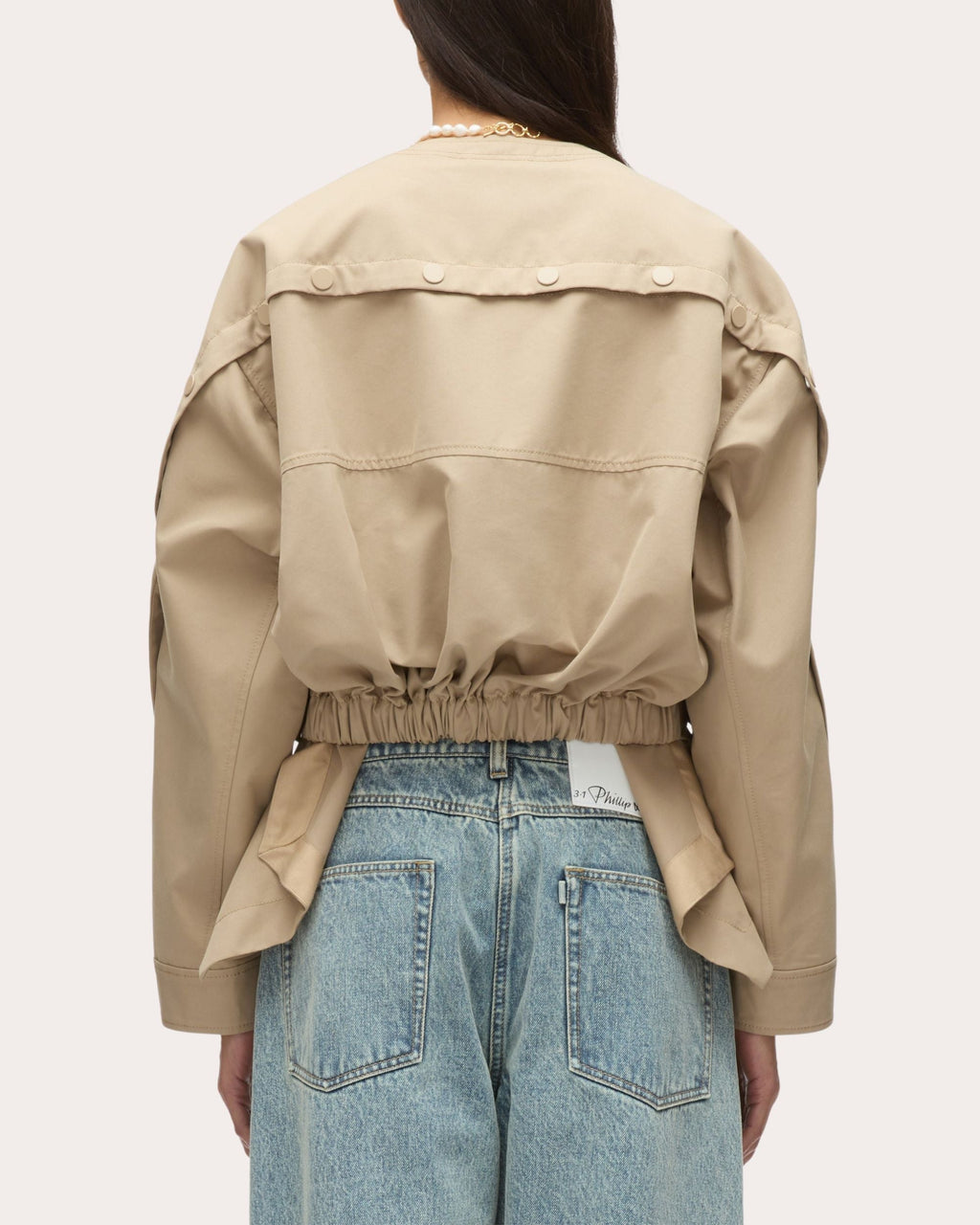 Gathered Techno Cotton-Blend Cargo Jacket