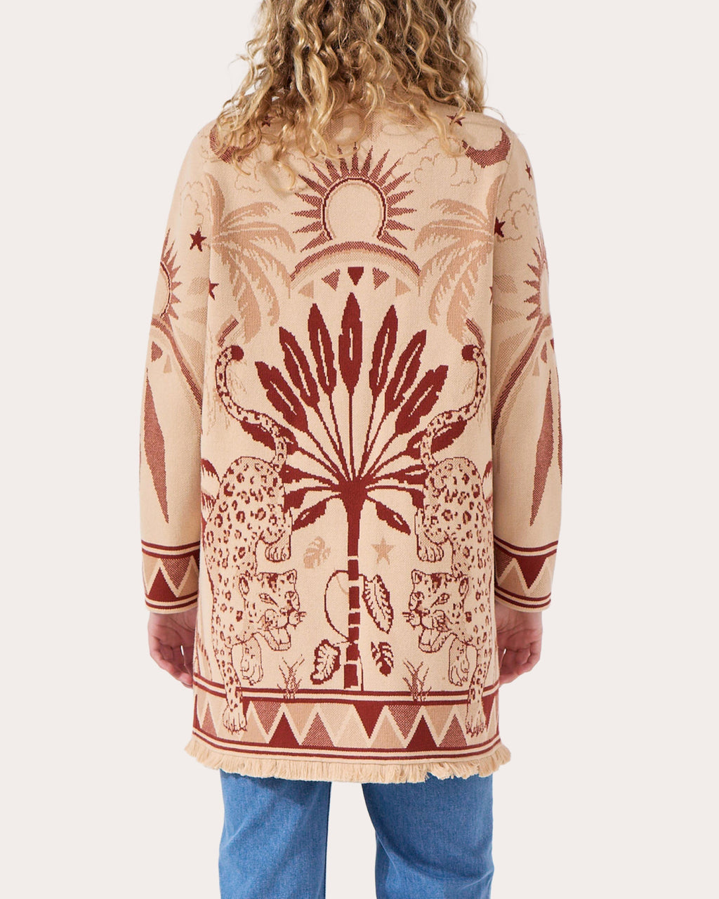 Magic Leopard Fringe-Trimmed Cotton-Jacquard Cardigan