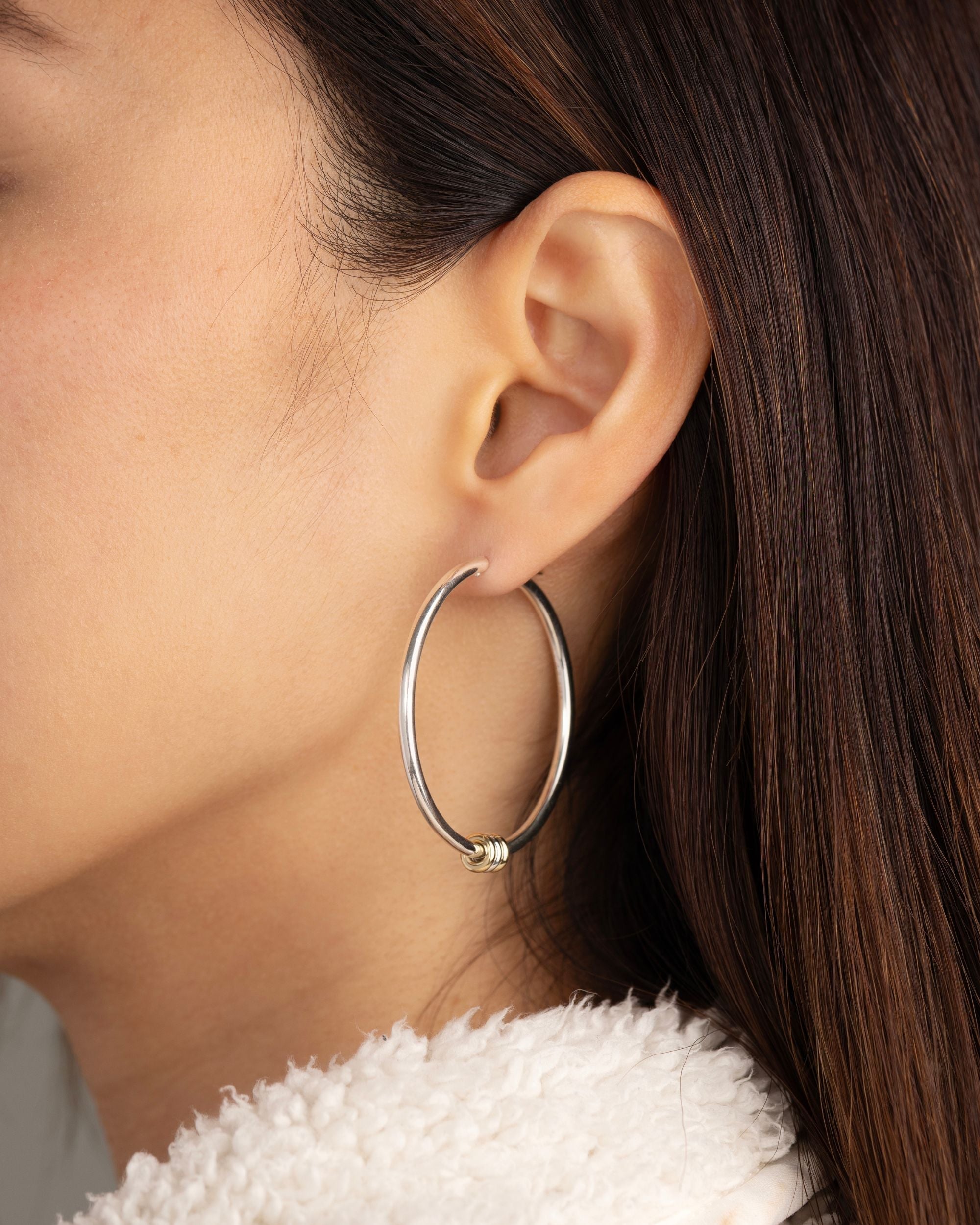 Pegasus 18K Gold Sterling Silver Hoop Earrings