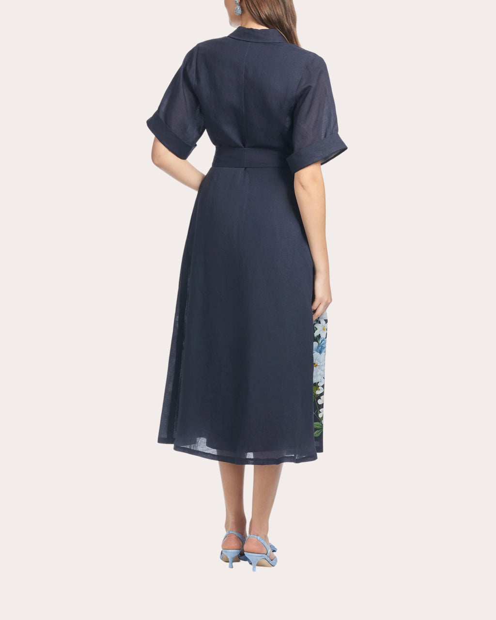 Joy Belted Floral-Print Linen Blend Shirt Dress