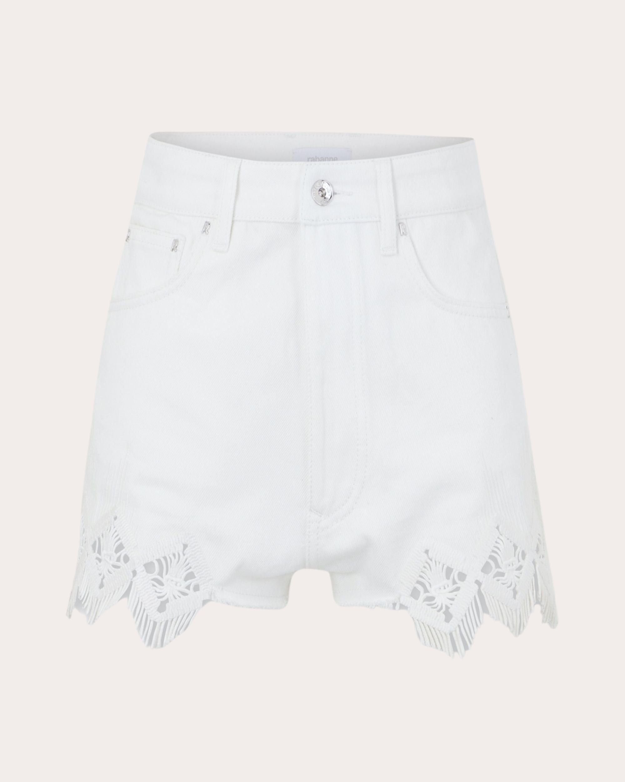 Embroidered High-Rise Denim Shorts