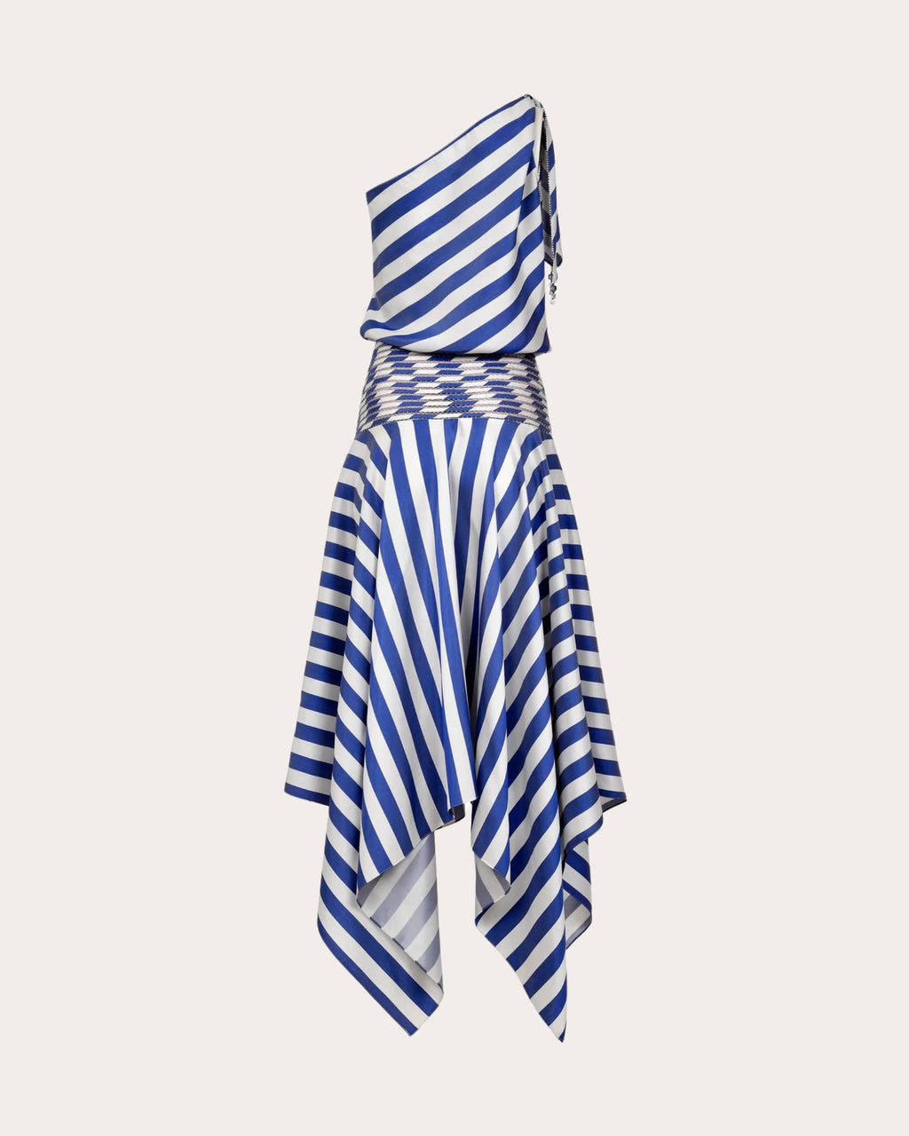 Banda Asymmetric Striped Silk Dress