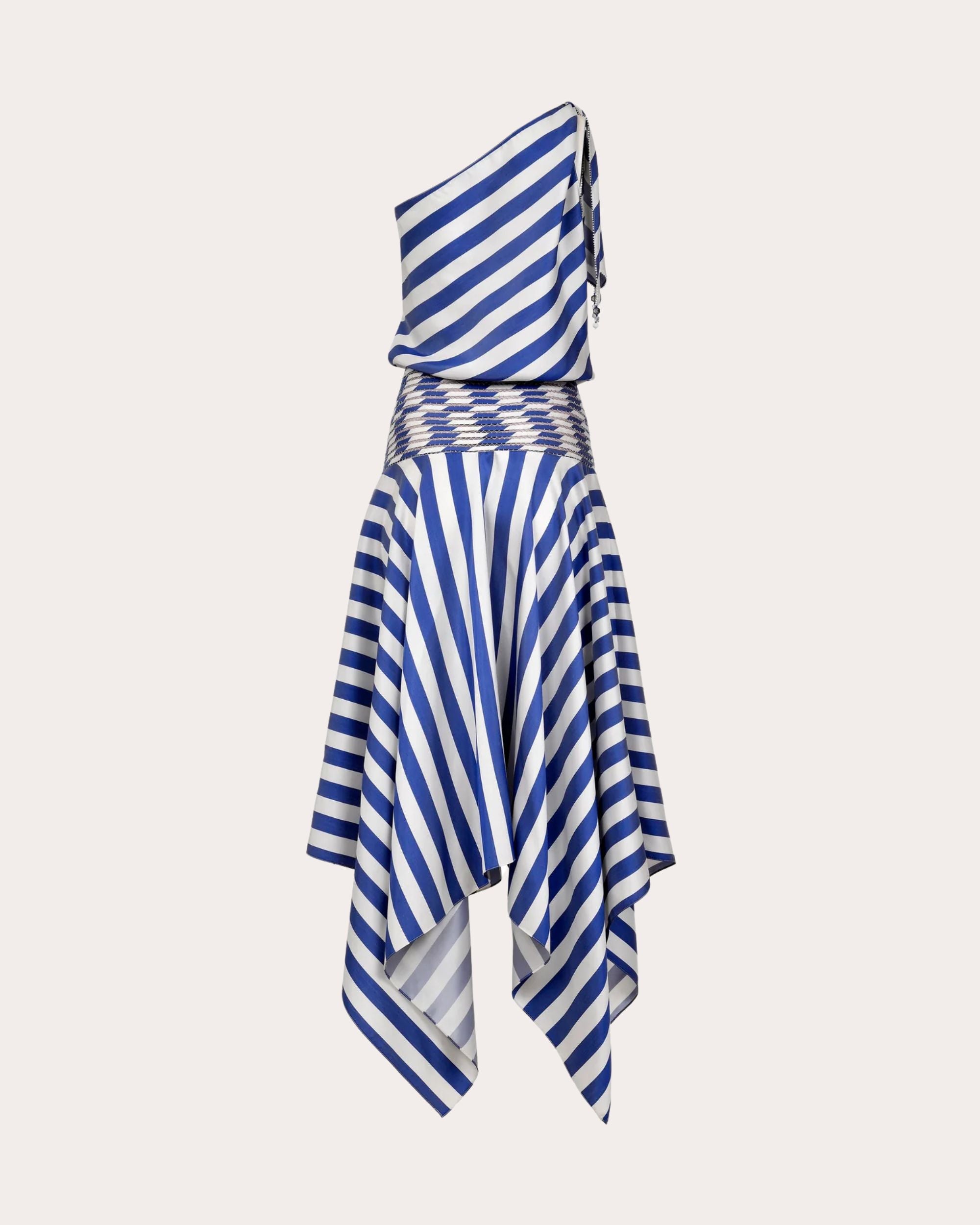 Banda Asymmetric Striped Silk Dress