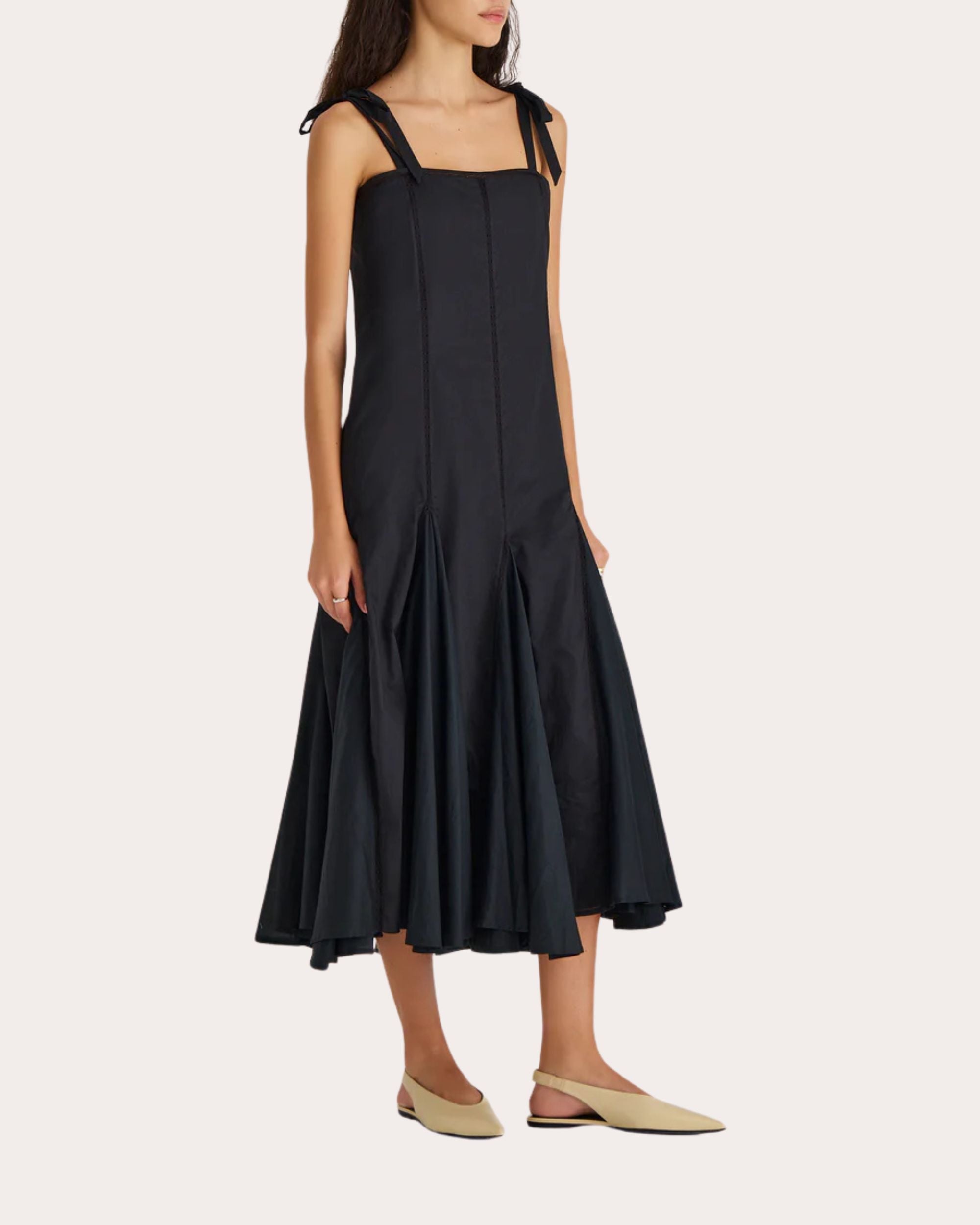 Sora Paneled Lace-Inset Cotton Midi Dress