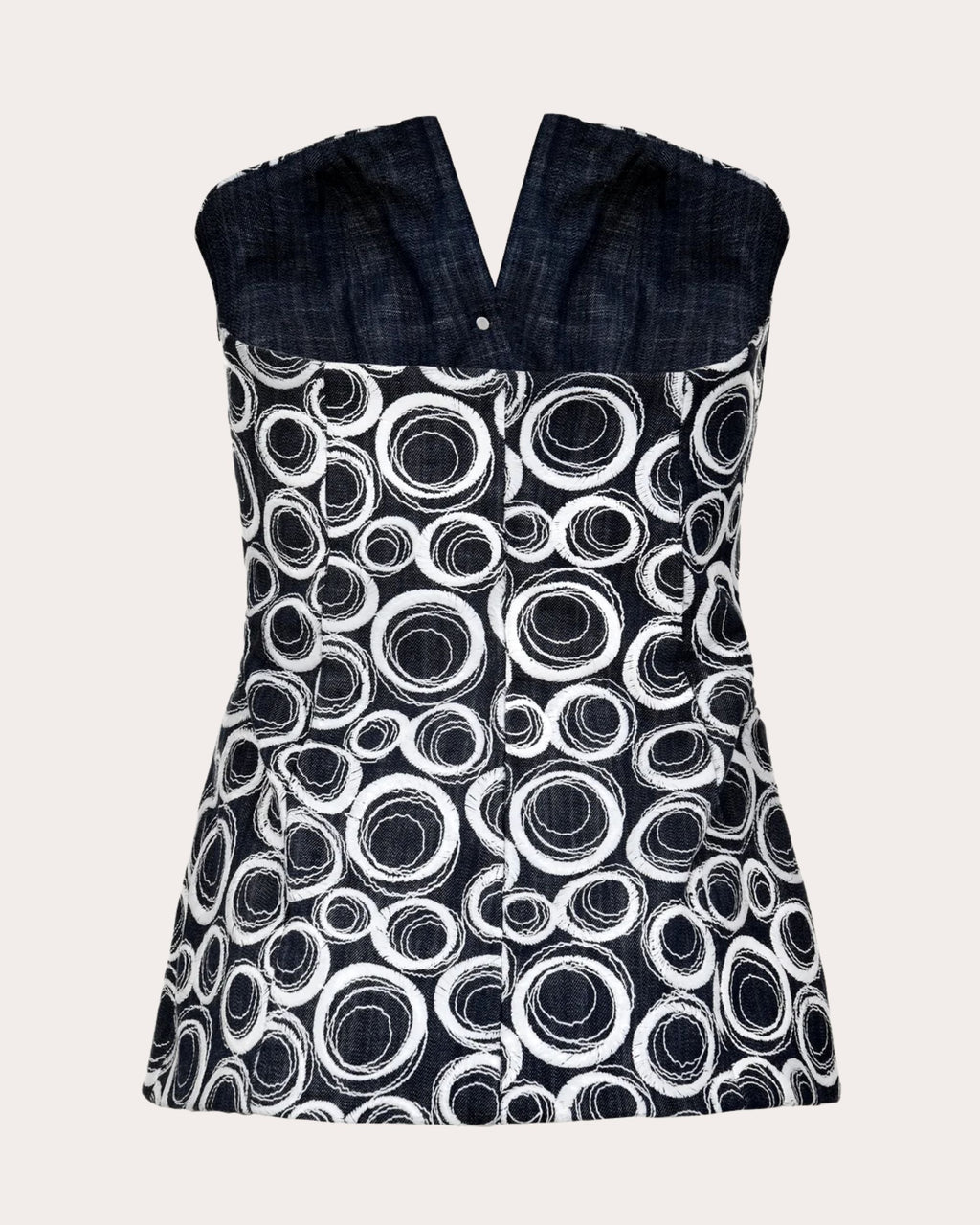 Lucca Printed Denim Peplum Top