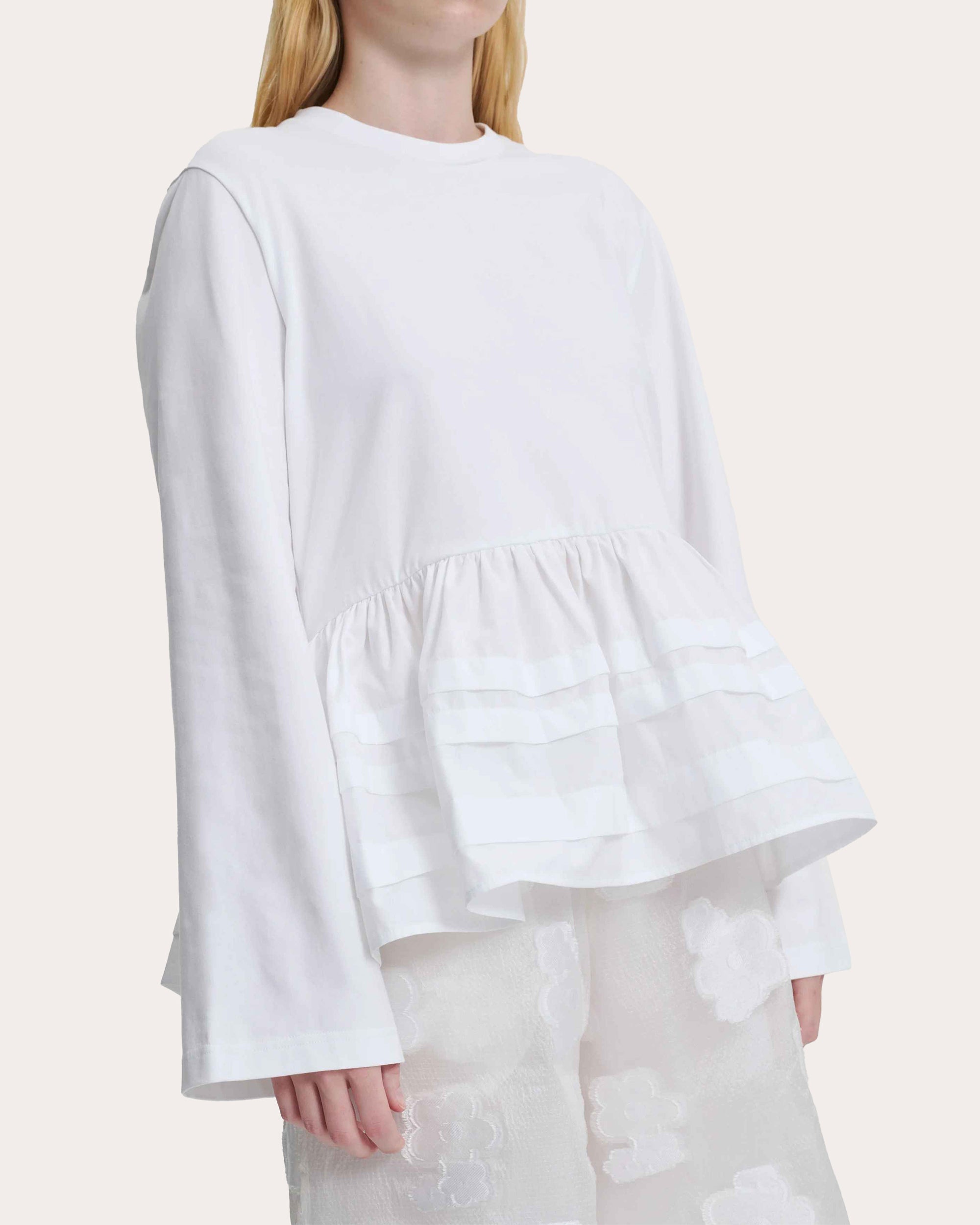 Audrey Pleated Cotton-Jersey Peplum Top