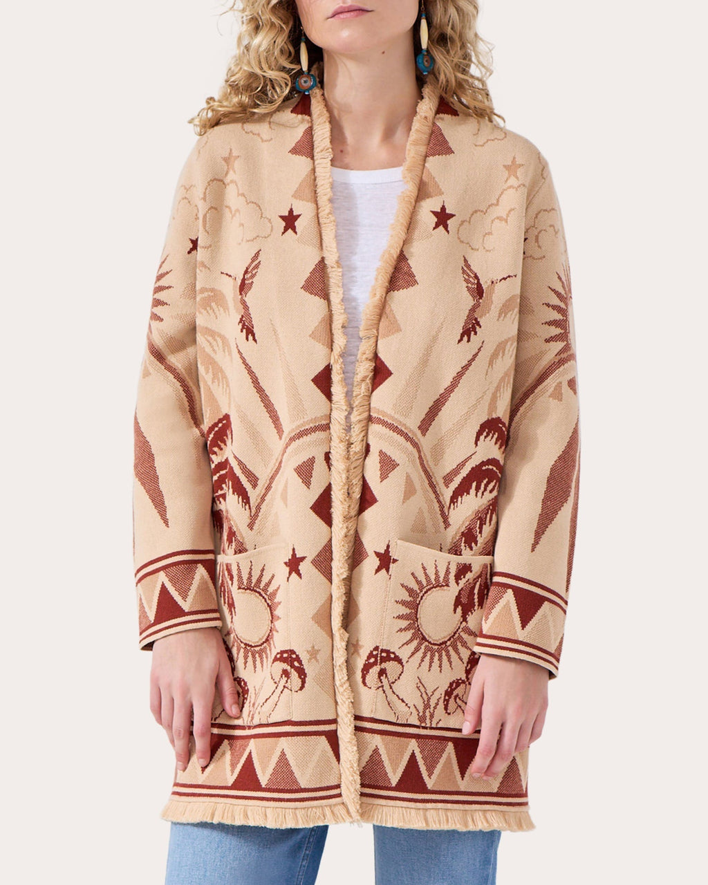 Magic Leopard Fringe-Trimmed Cotton-Jacquard Cardigan
