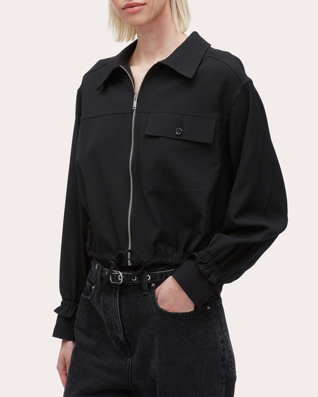 Cropped Woven Wool-Blend Shirt Jacket