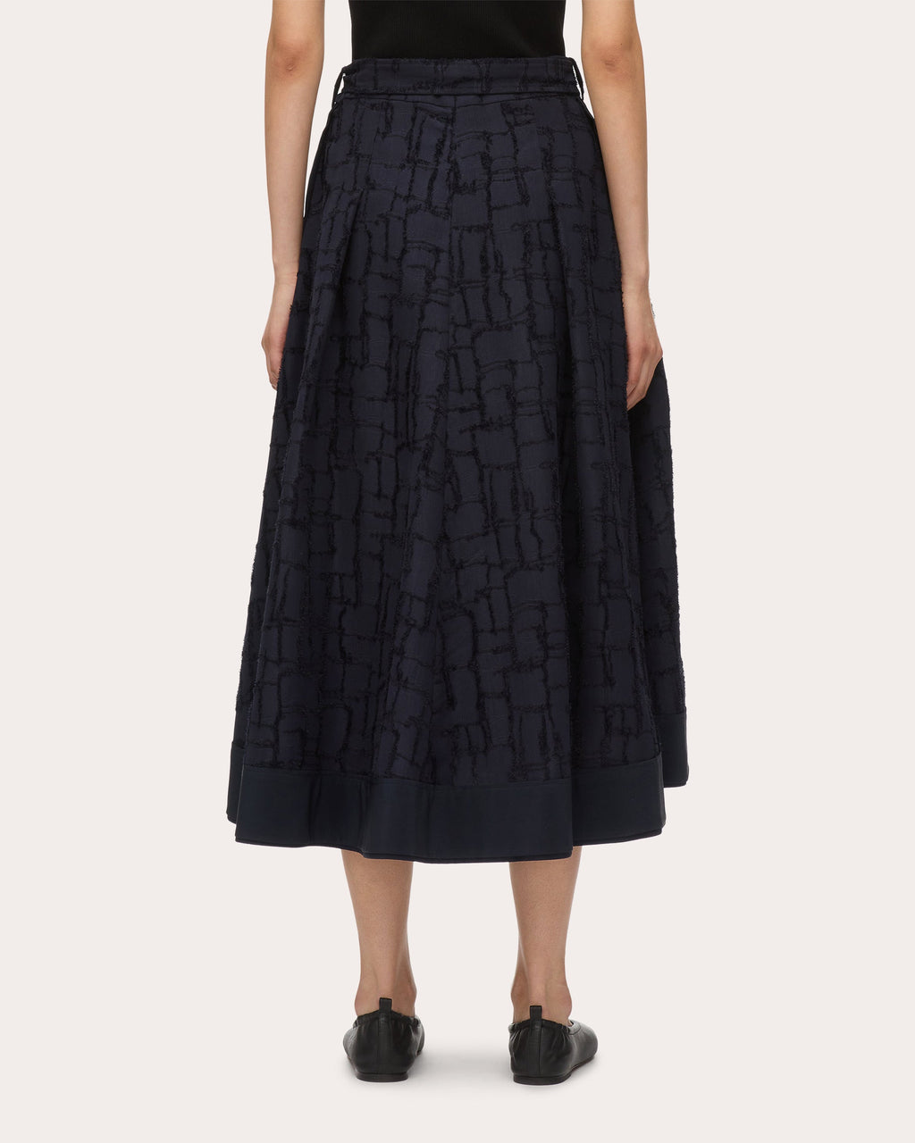 Pleated Fil-Coupé Midi Skirt