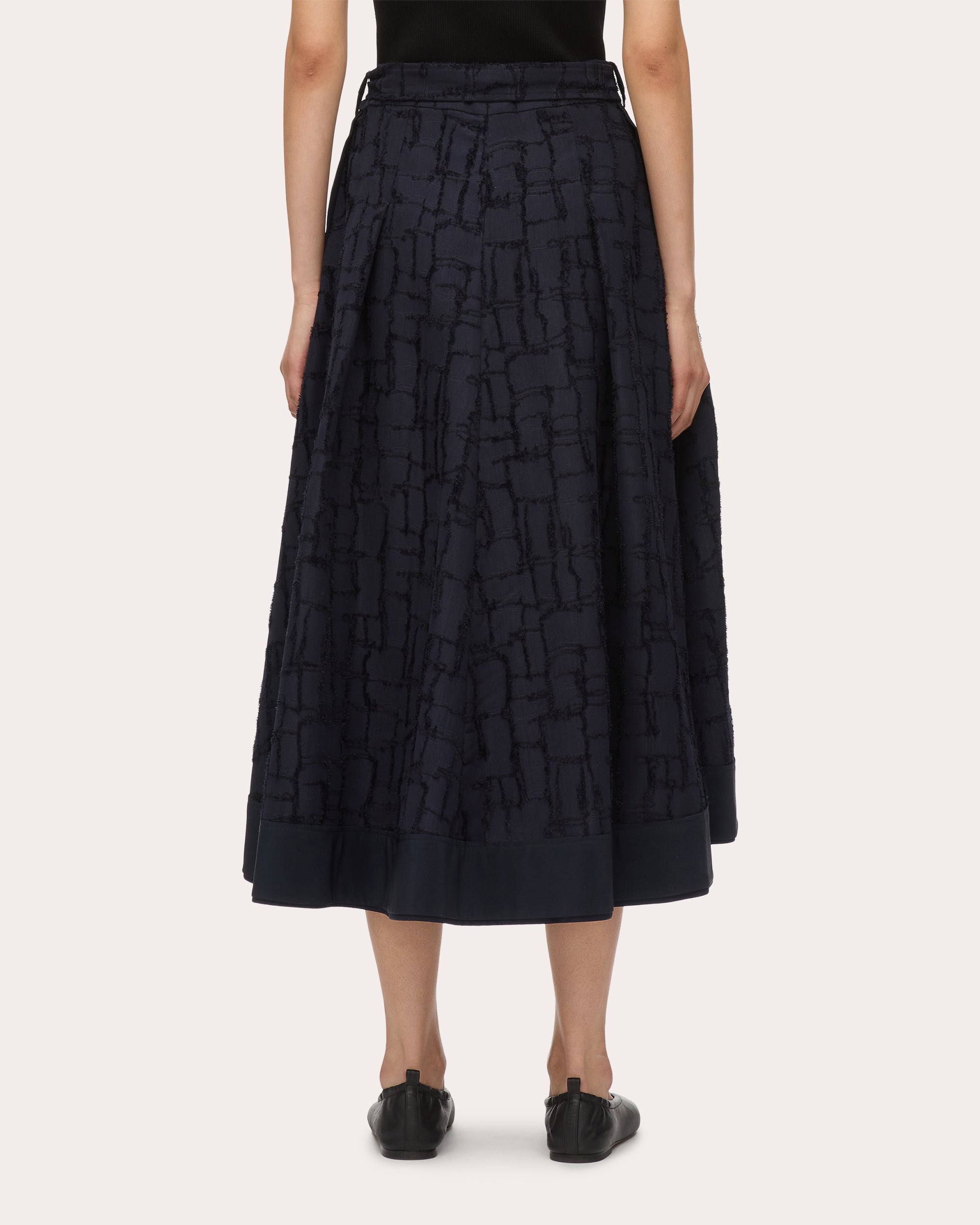 Pleated Fil-Coupé Midi Skirt