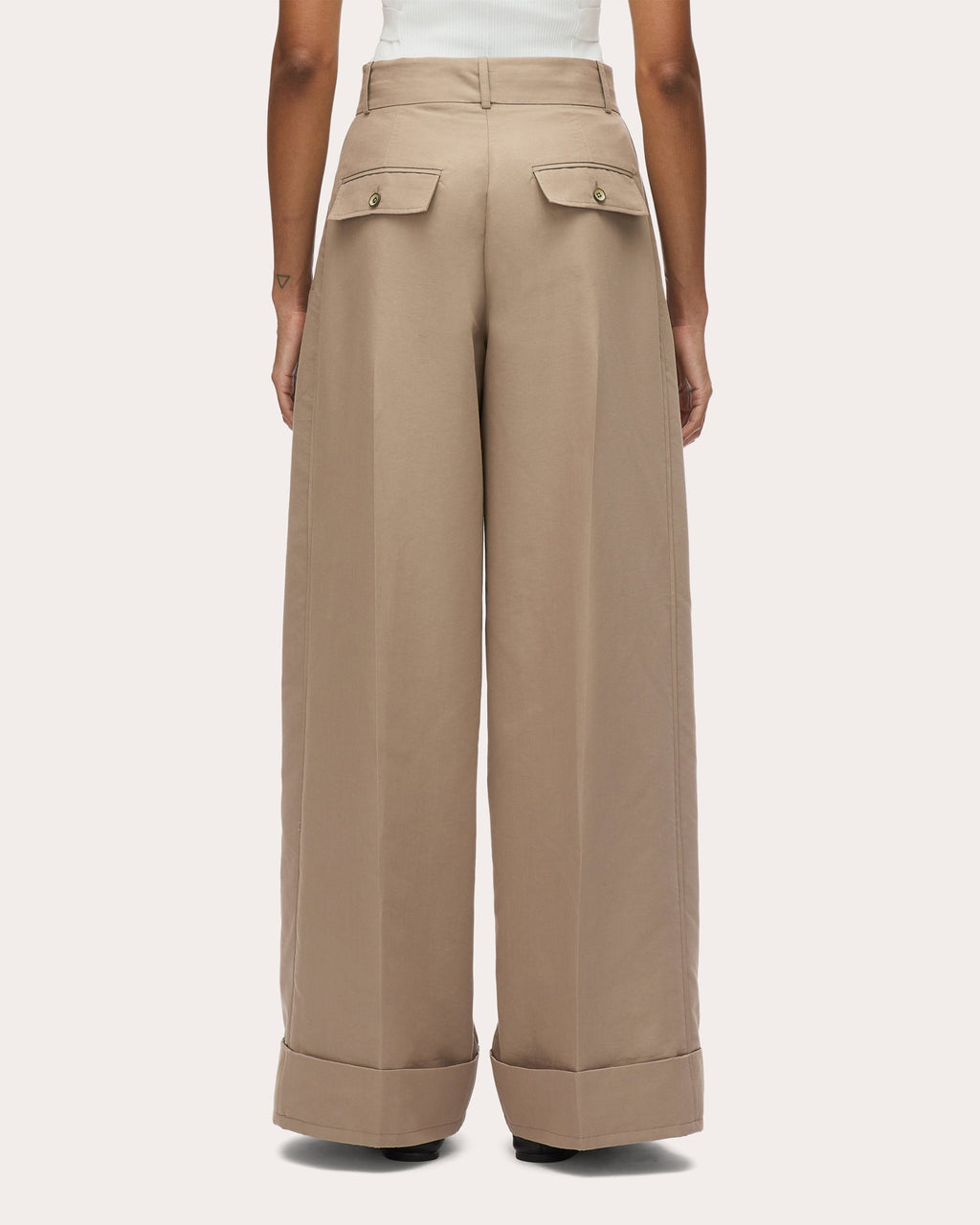 Pleated Poplin Wide-Leg Pants