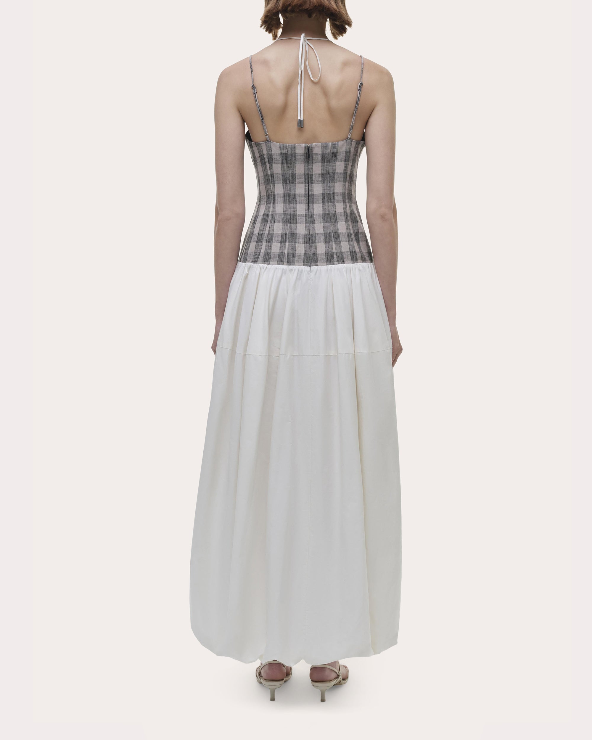 Pfeiffer Gingham Cotton Combo Bustier Midi Dress